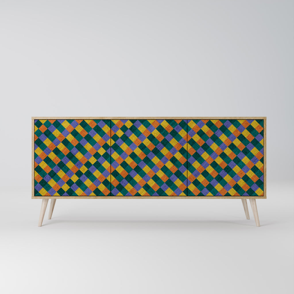 PAINTED SQUARES MIX 3-Door Sideboard