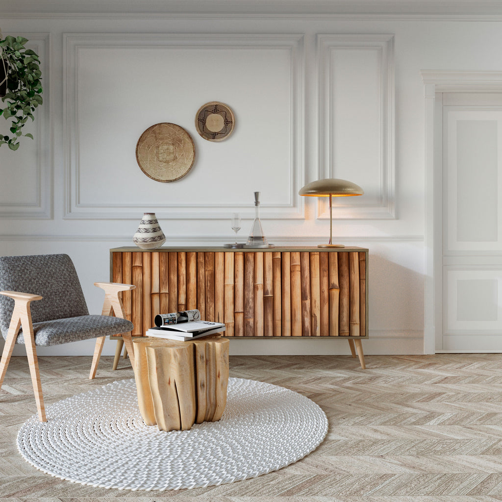 NATURAL WOOD 3-Door Sideboard in Oak Effect