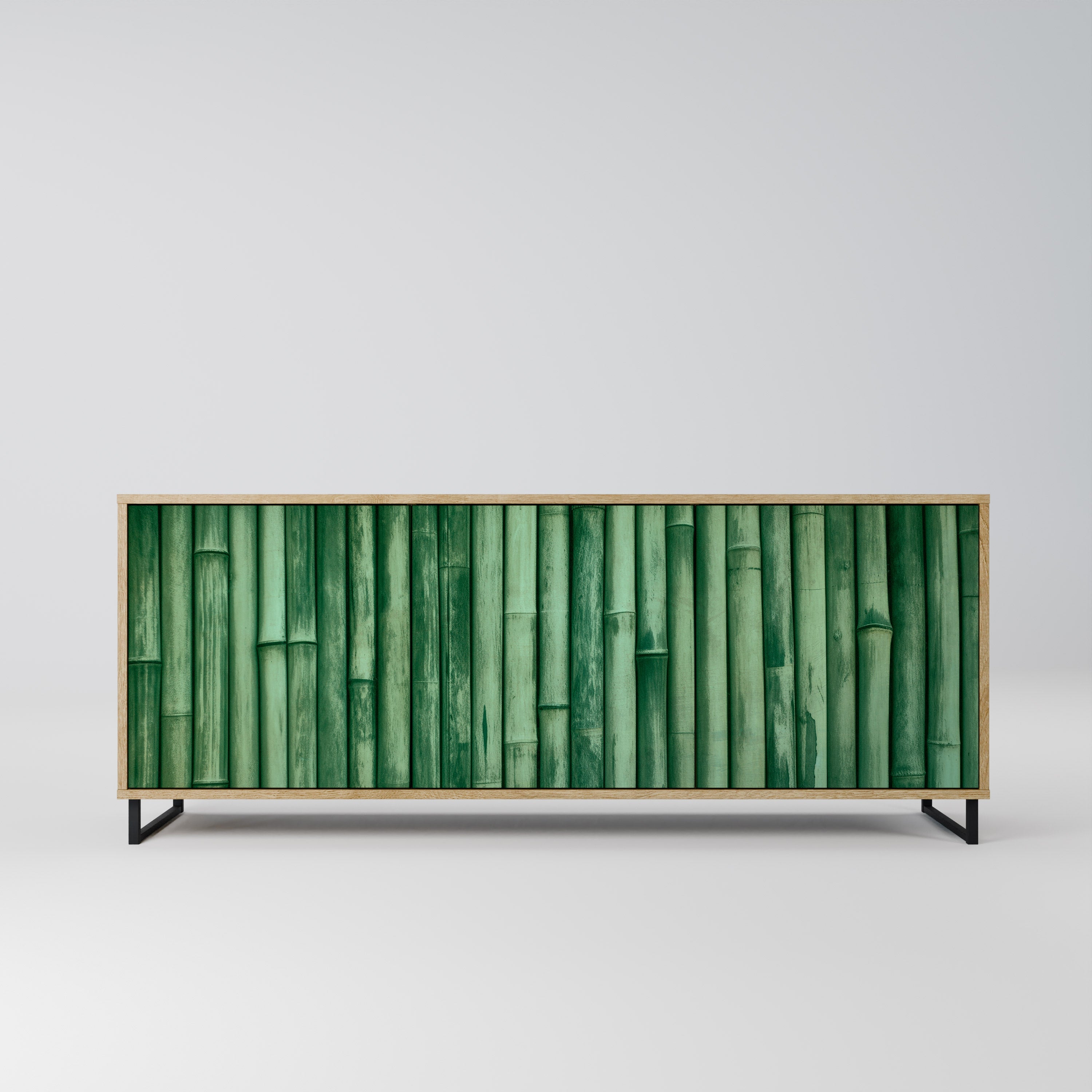 NATURAL GREEN 3-Door Sideboard in Oak Effect