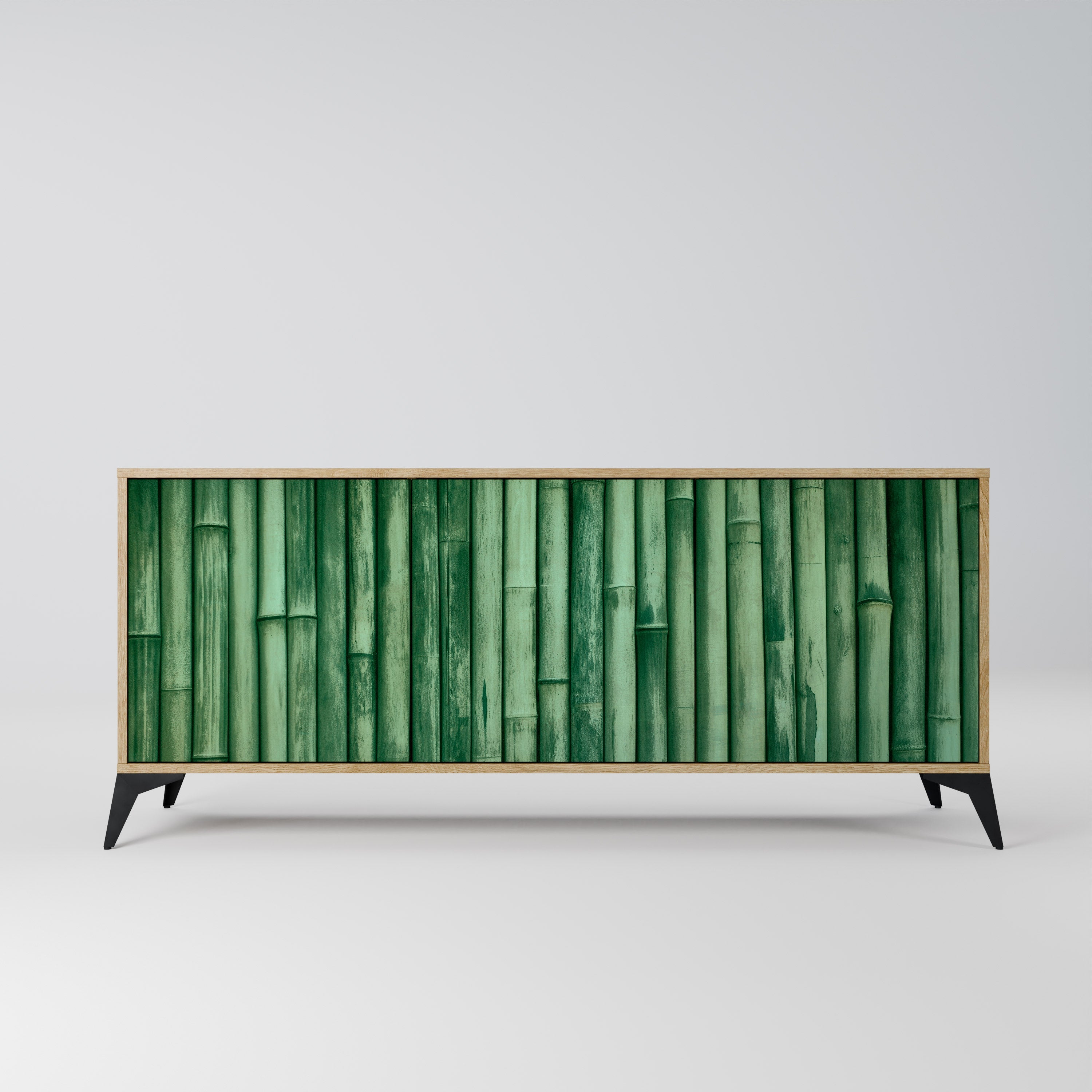 NATURAL GREEN 3-Door Sideboard in Oak Effect
