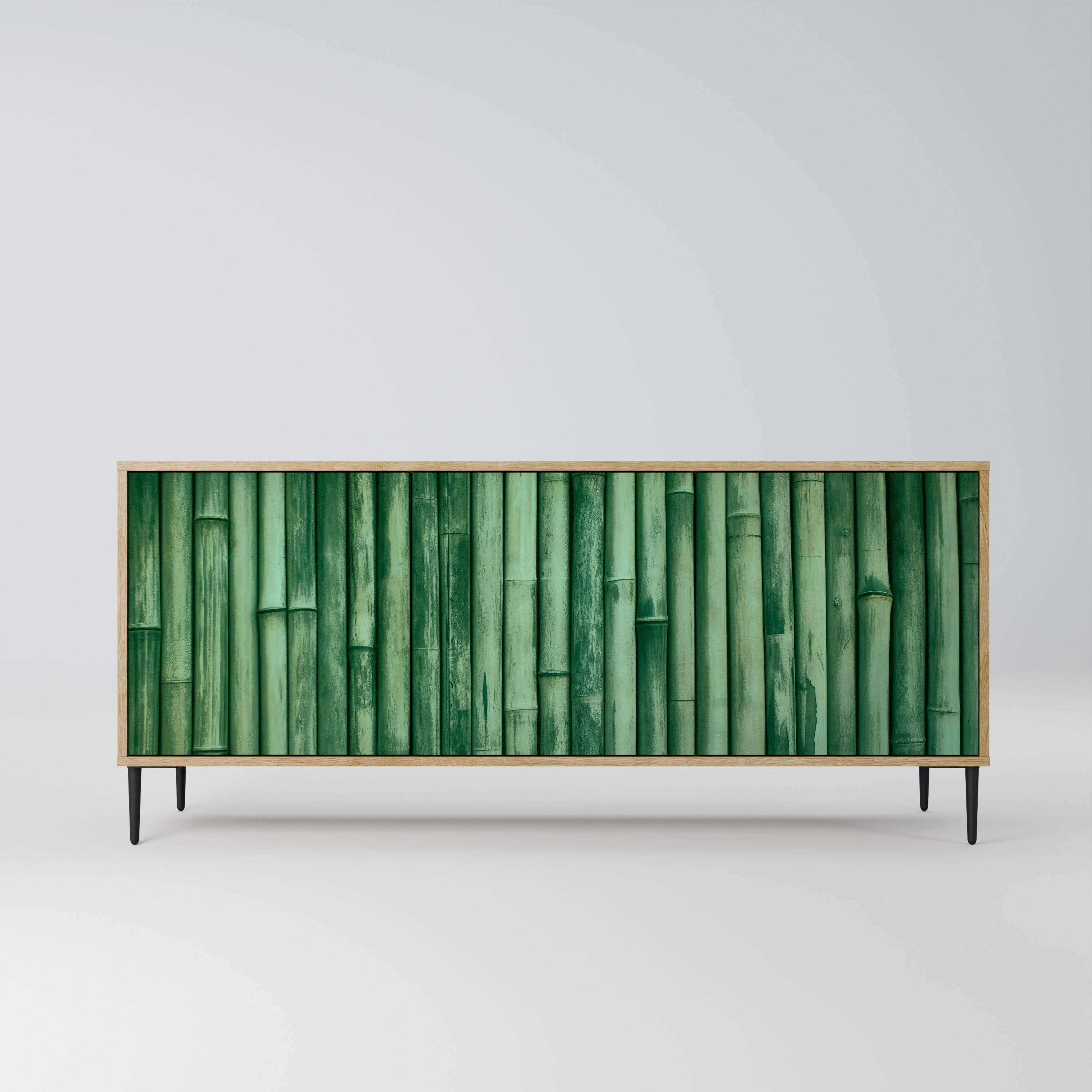 NATURAL GREEN 3-Door Sideboard in Oak Effect