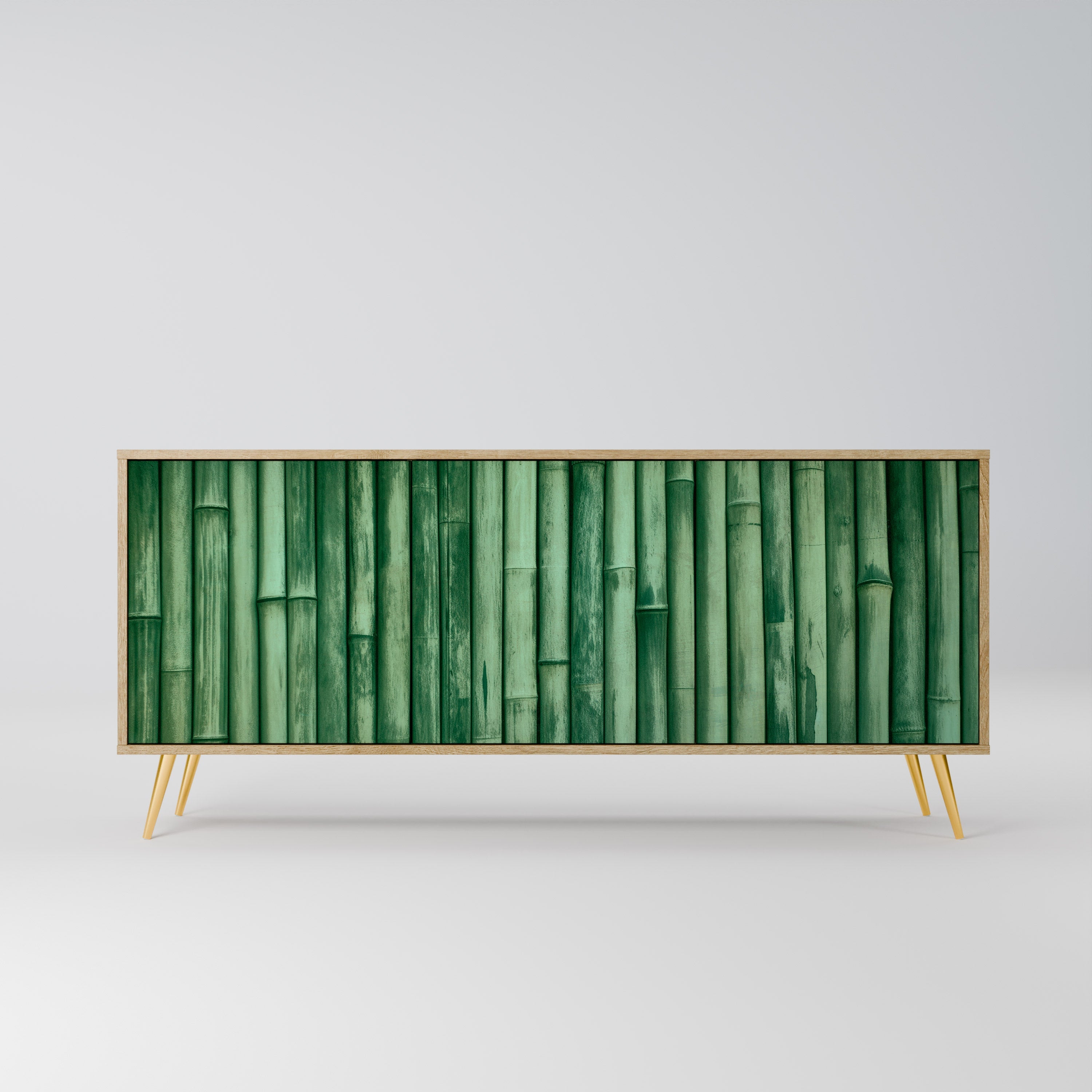 NATURAL GREEN 3-Door Sideboard in Oak Effect