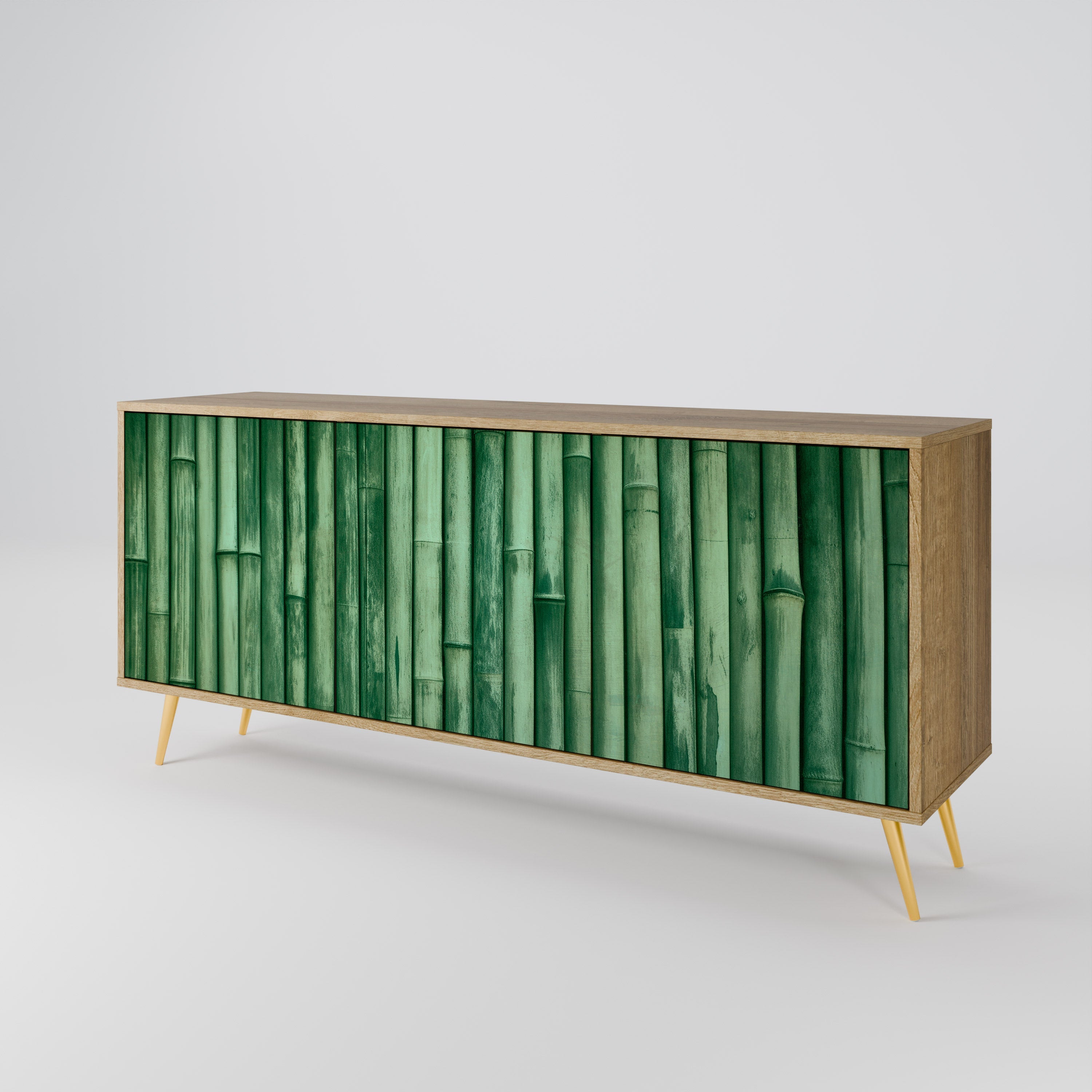 NATURAL GREEN 3-Door Sideboard in Oak Effect