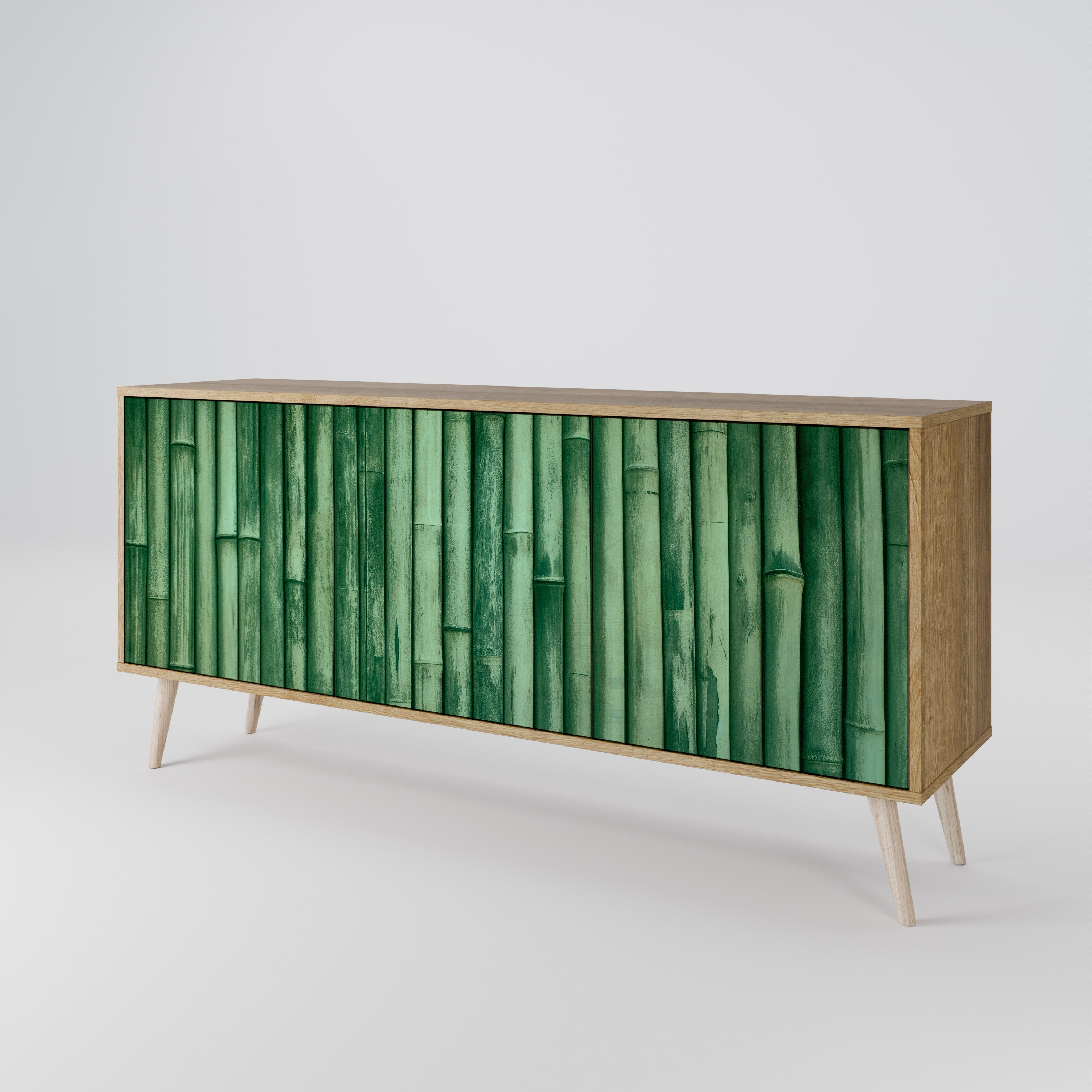 NATURAL GREEN 3-Door Sideboard in Oak Effect