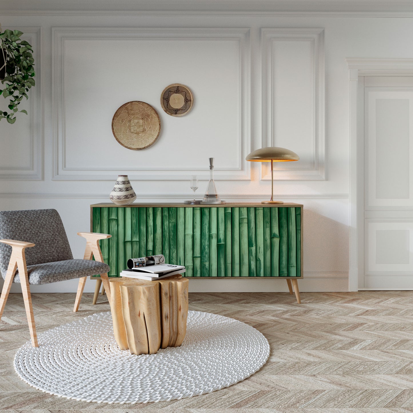 NATURAL GREEN 3-türiges Sideboard