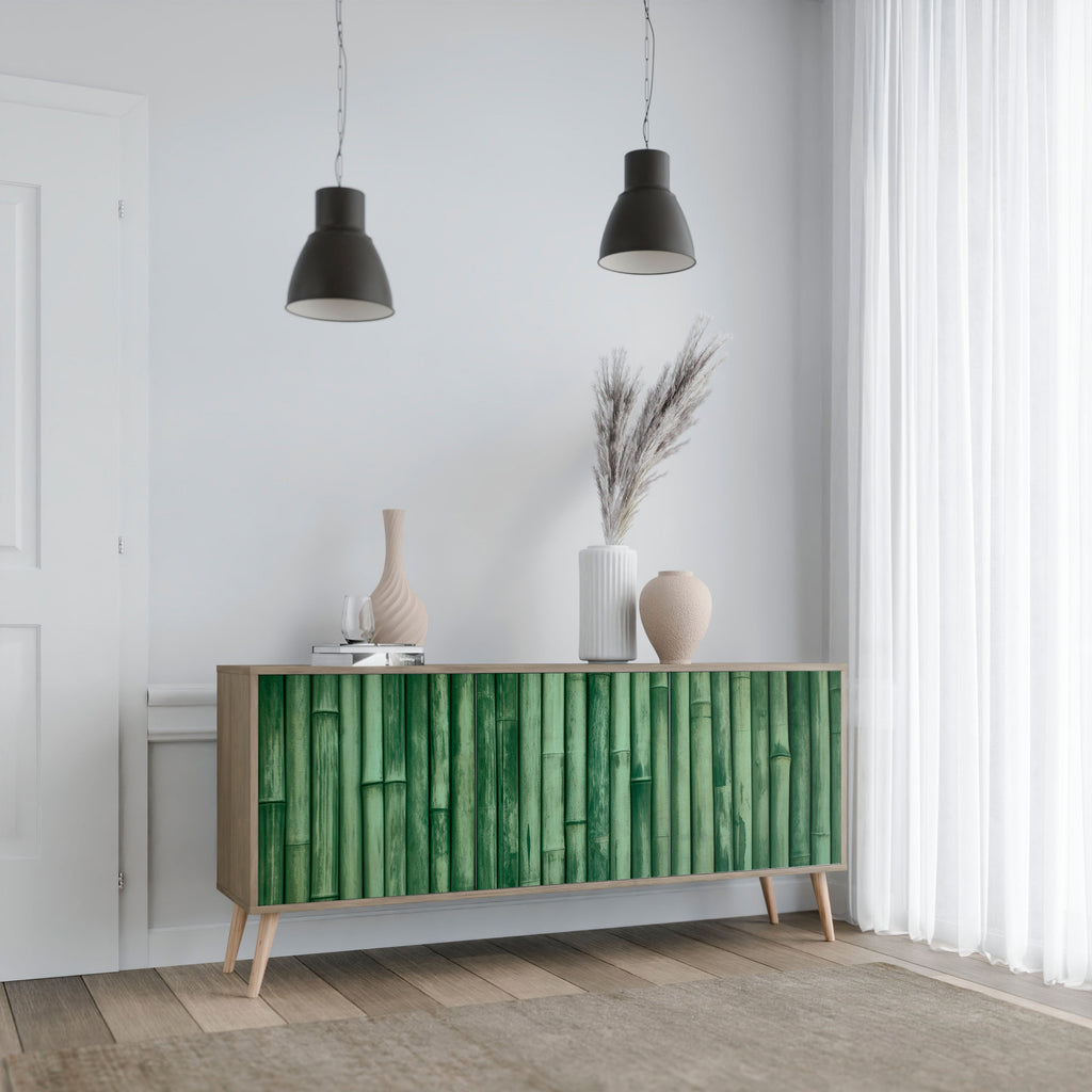 NATURAL GREEN 3-Door Sideboard in Oak Effect