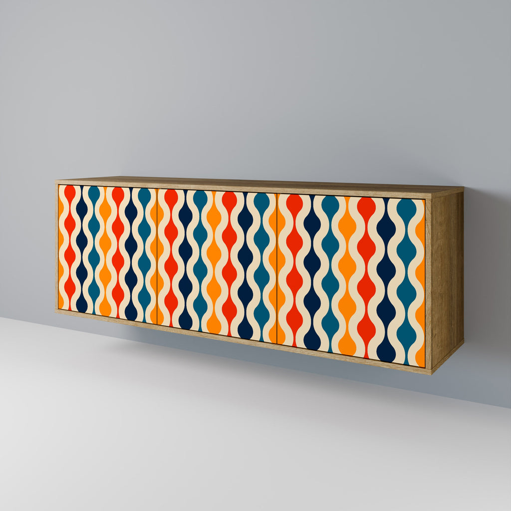 COLORFUL NOSTALGIA Sideboard mit 3 Türen in Eiche-Optik