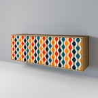 COLORFUL NOSTALGIA Sideboard mit 3 Türen in Eiche-Optik