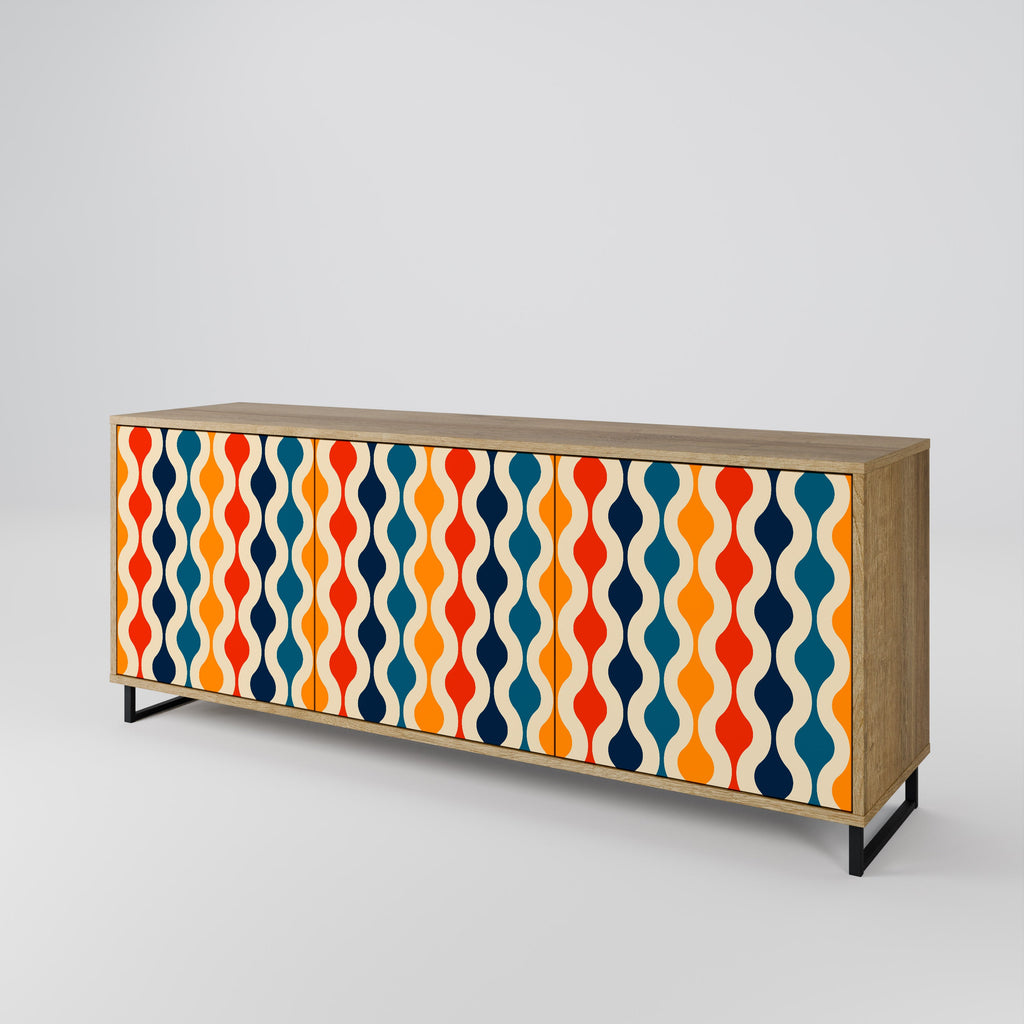 COLORFUL NOSTALGIA Sideboard mit 3 Türen in Eiche-Optik