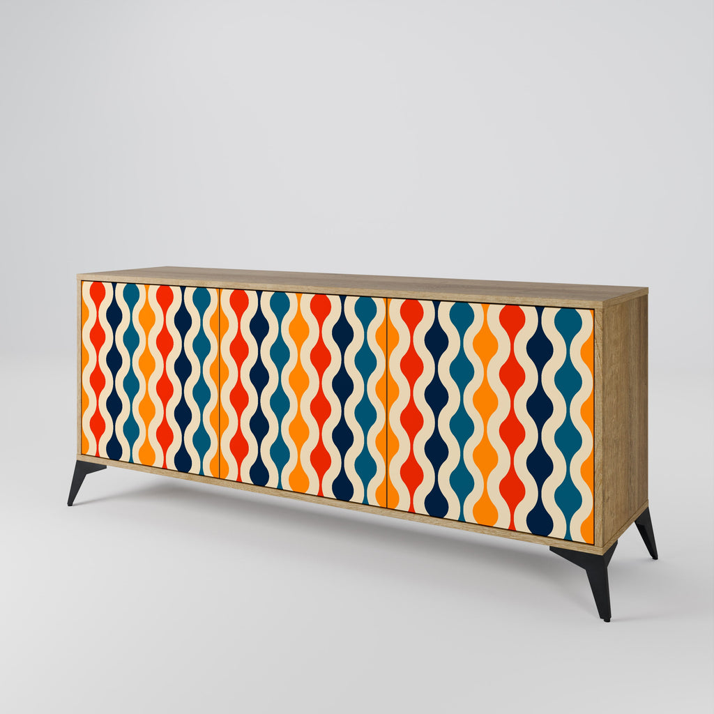 COLORFUL NOSTALGIA Sideboard mit 3 Türen in Eiche-Optik