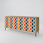 COLORFUL NOSTALGIA Sideboard mit 3 Türen in Eiche-Optik