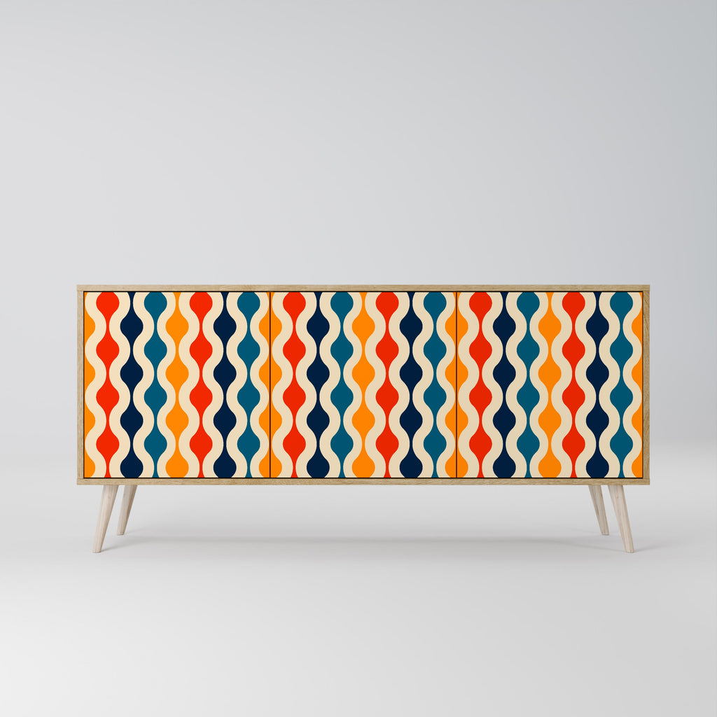 COLORFUL NOSTALGIA Sideboard mit 3 Türen in Eiche-Optik