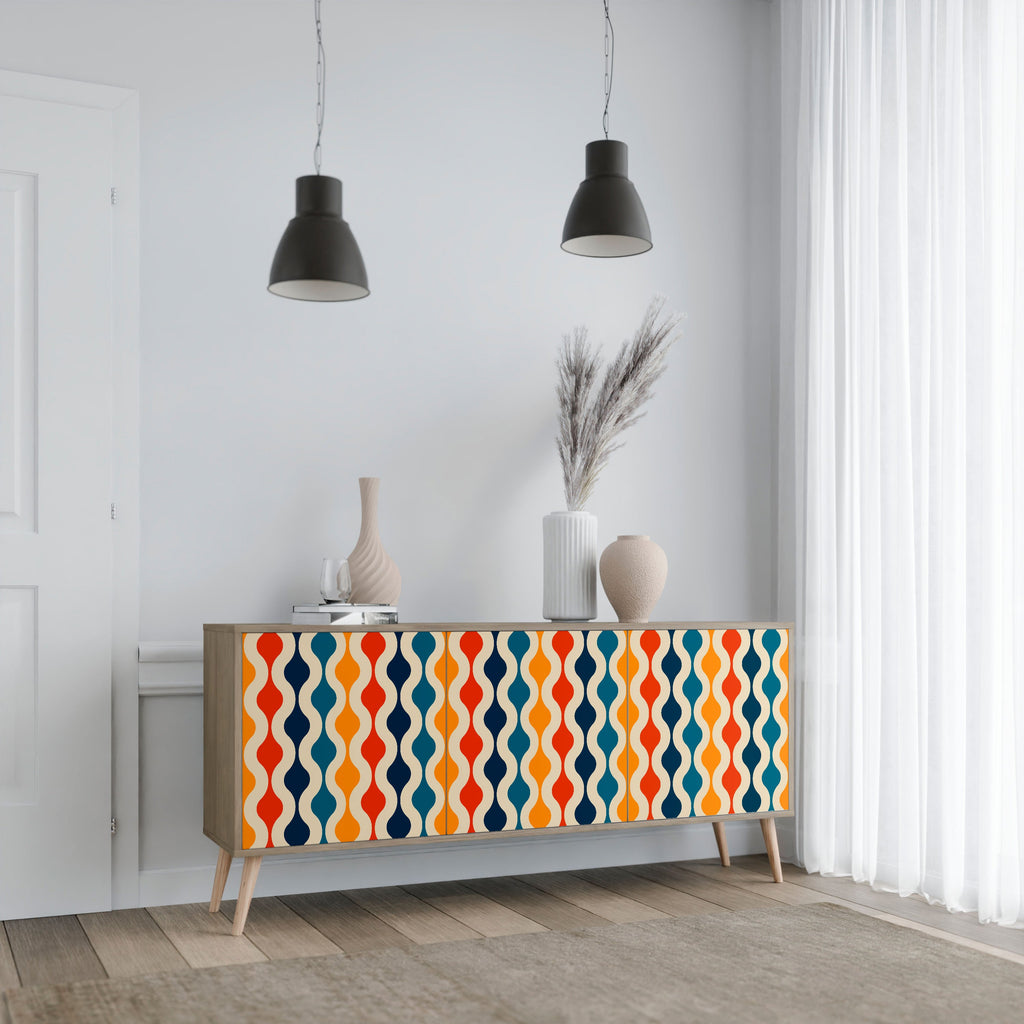 COLORFUL NOSTALGIA Sideboard mit 3 Türen in Eiche-Optik