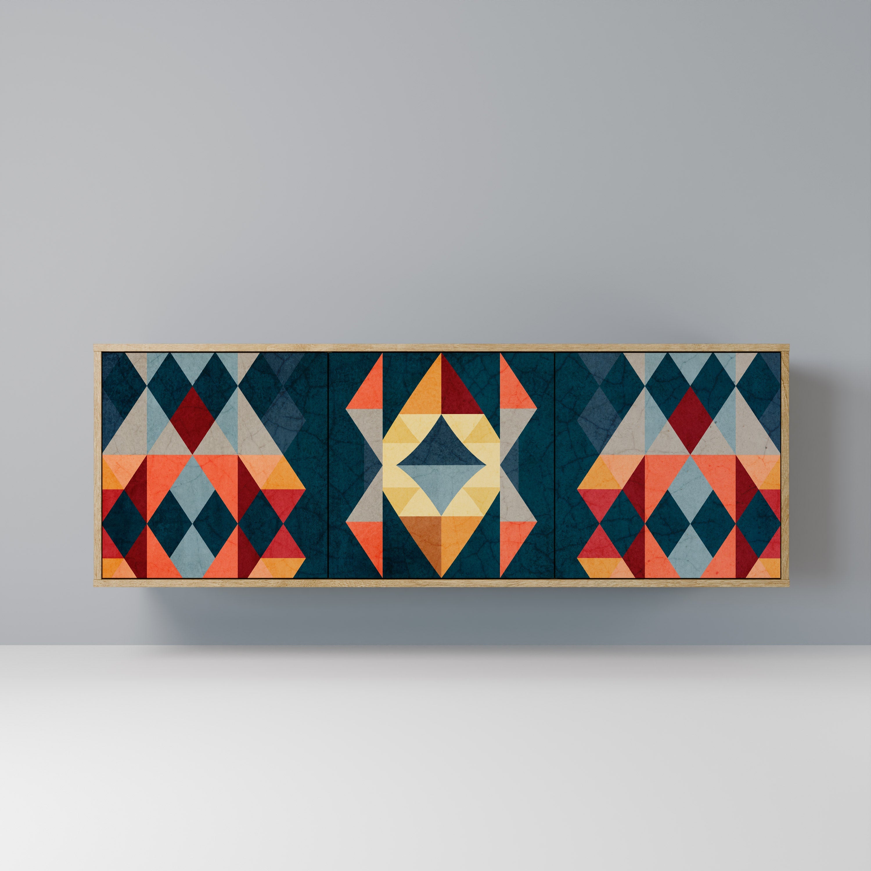 CRACKED ILLUSION 3-Door Sideboard in Oak Effect