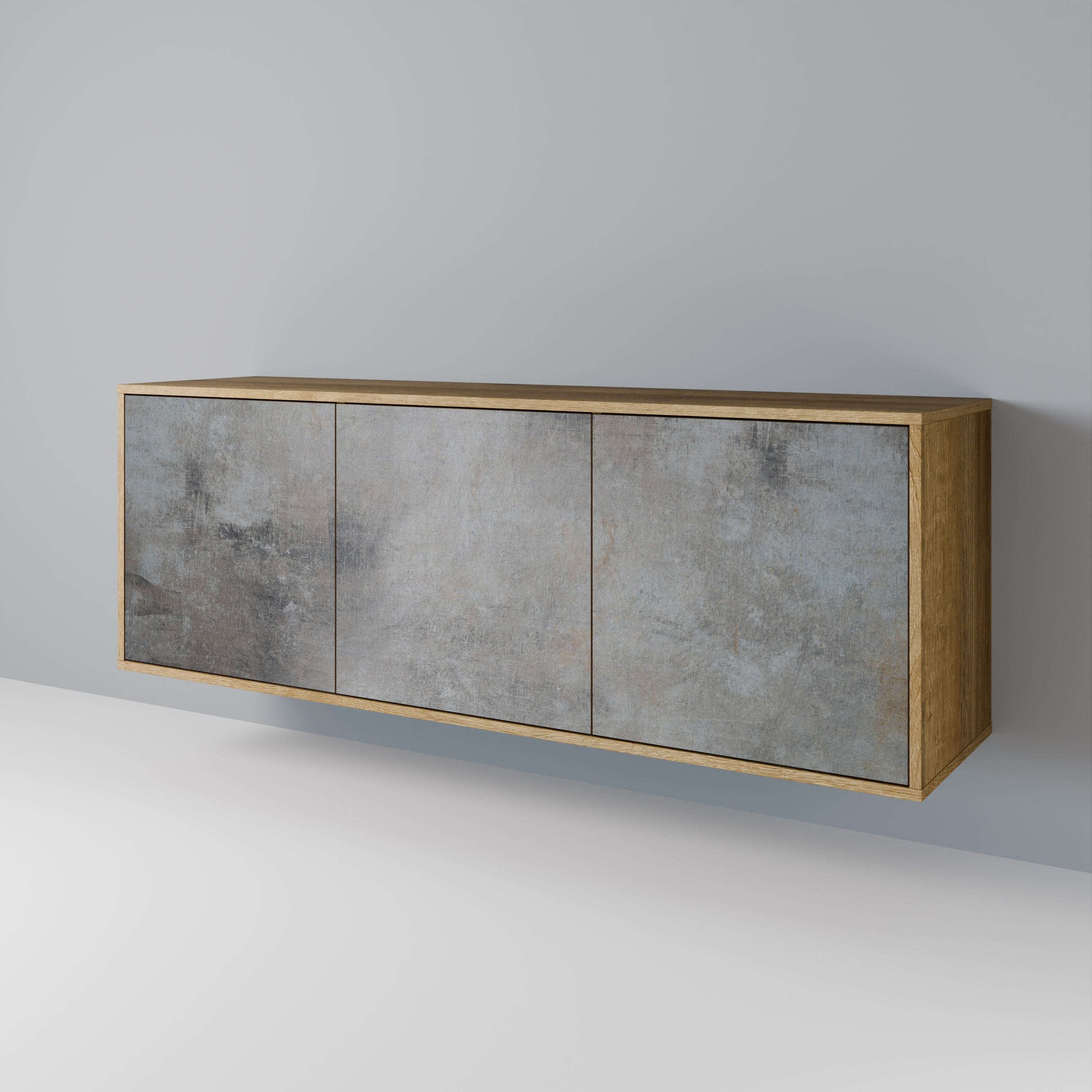 CONCRETE WALL 3-Door Sideboard in Oak Effect