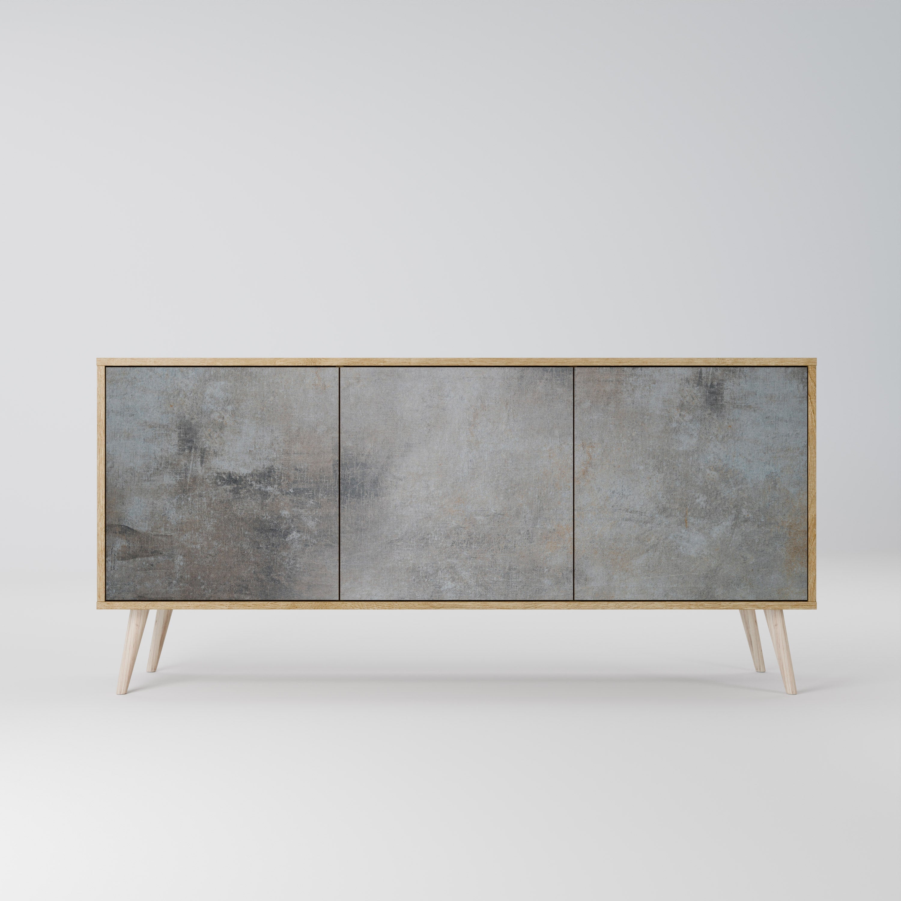 CONCRETE WALL 3-Door Sideboard in Oak Effect