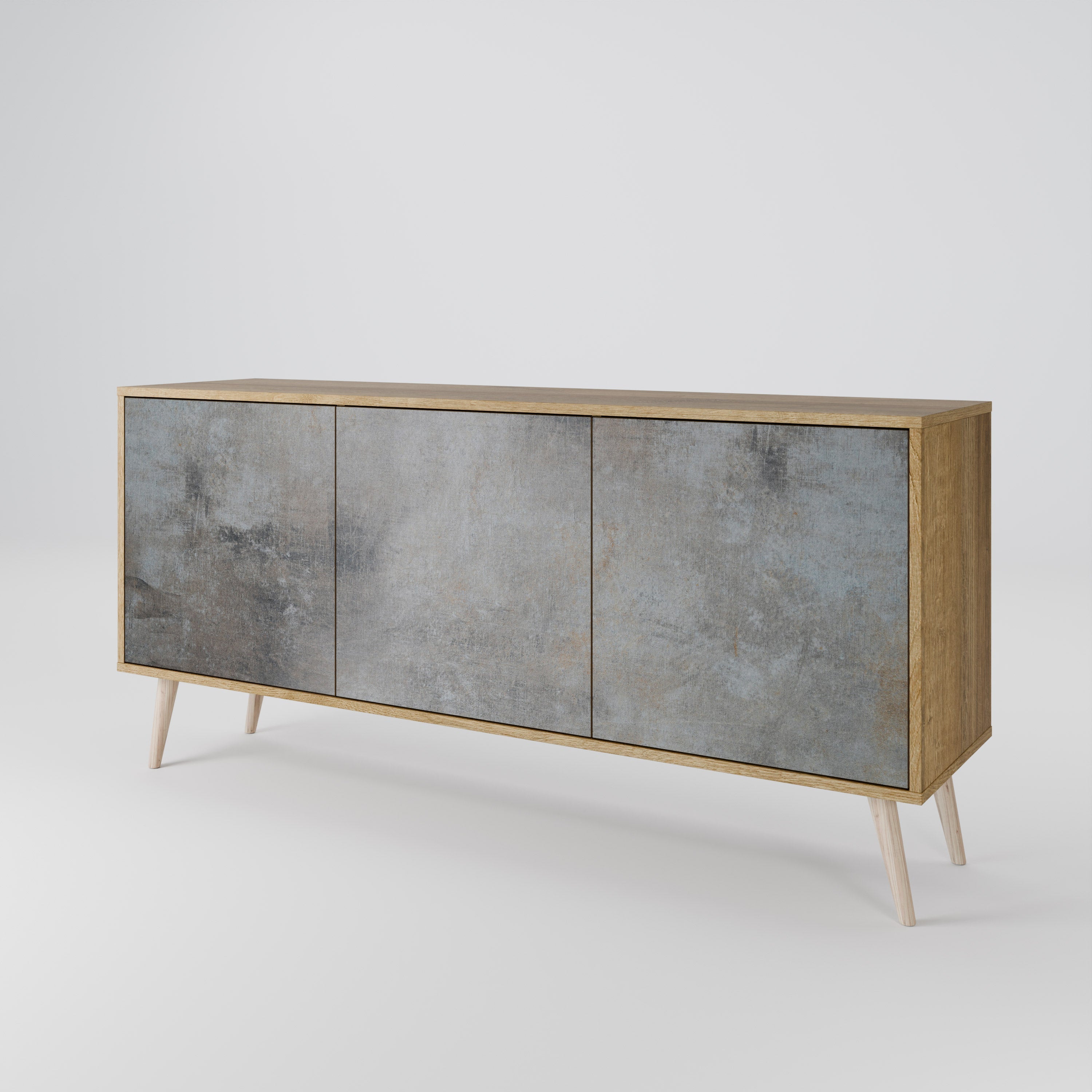 CONCRETE WALL 3-Door Sideboard in Oak Effect