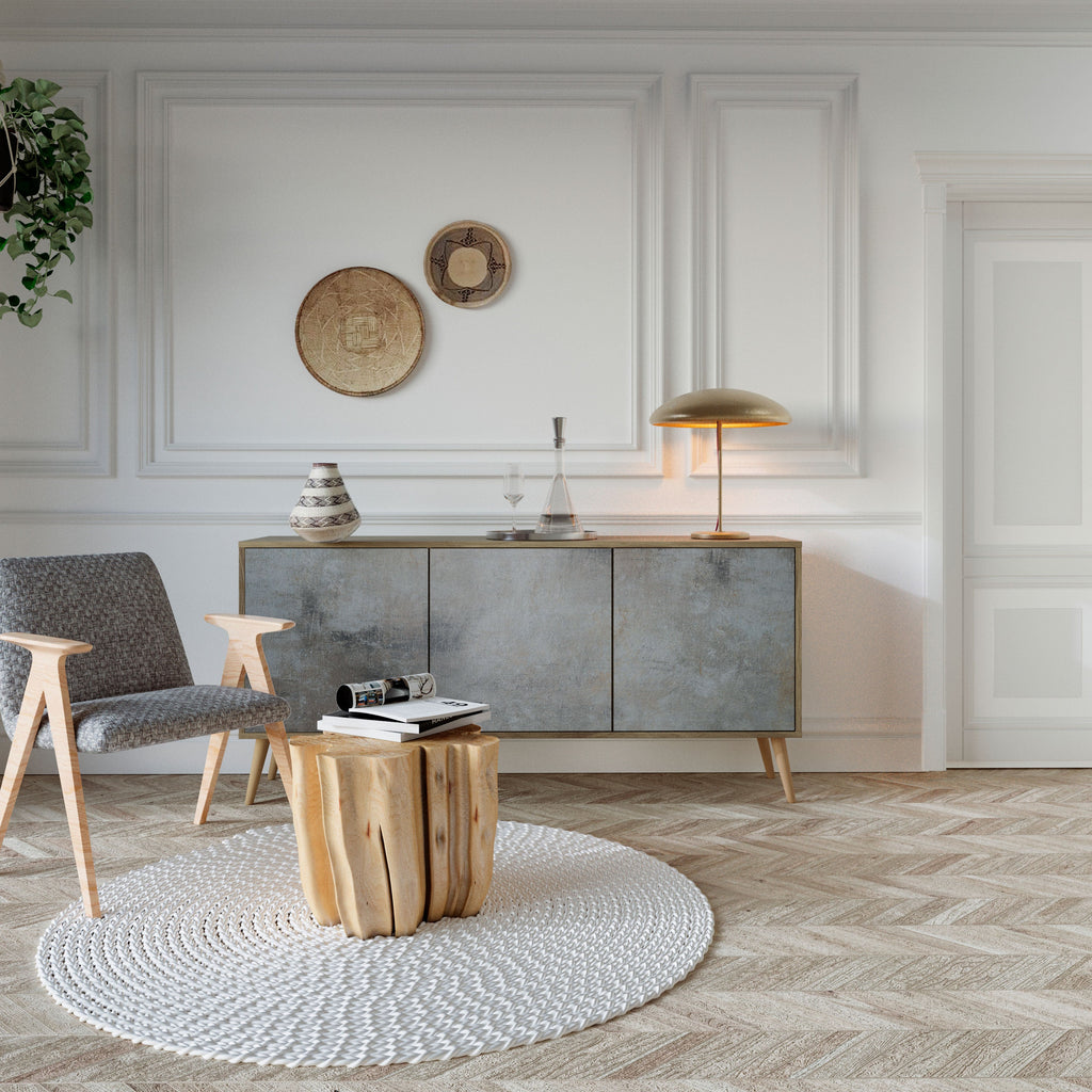 CONCRETE WALL 3-Door Sideboard in Oak Effect