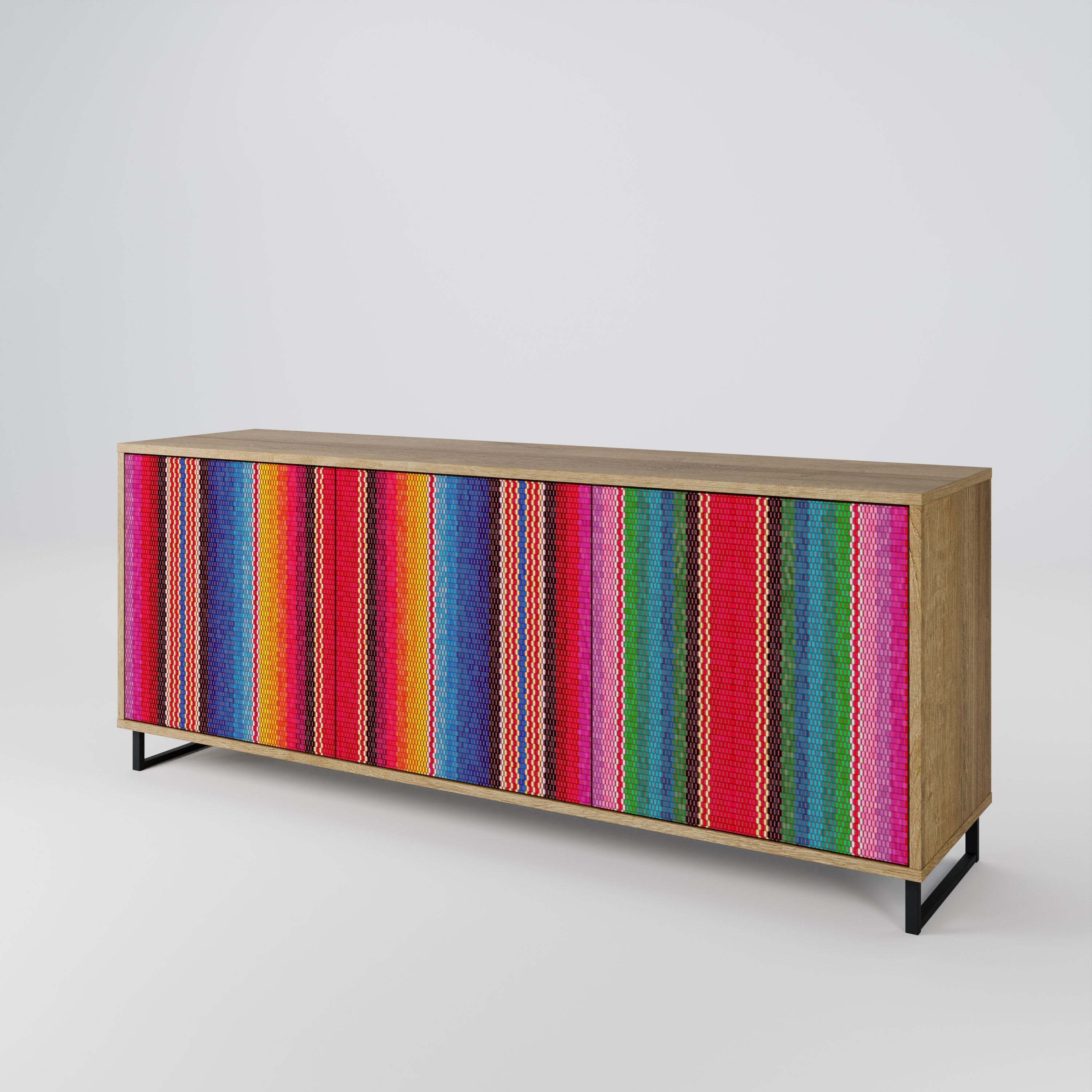 ETHNIC MEXICAN 3-Door Sideboard in Oak Effect