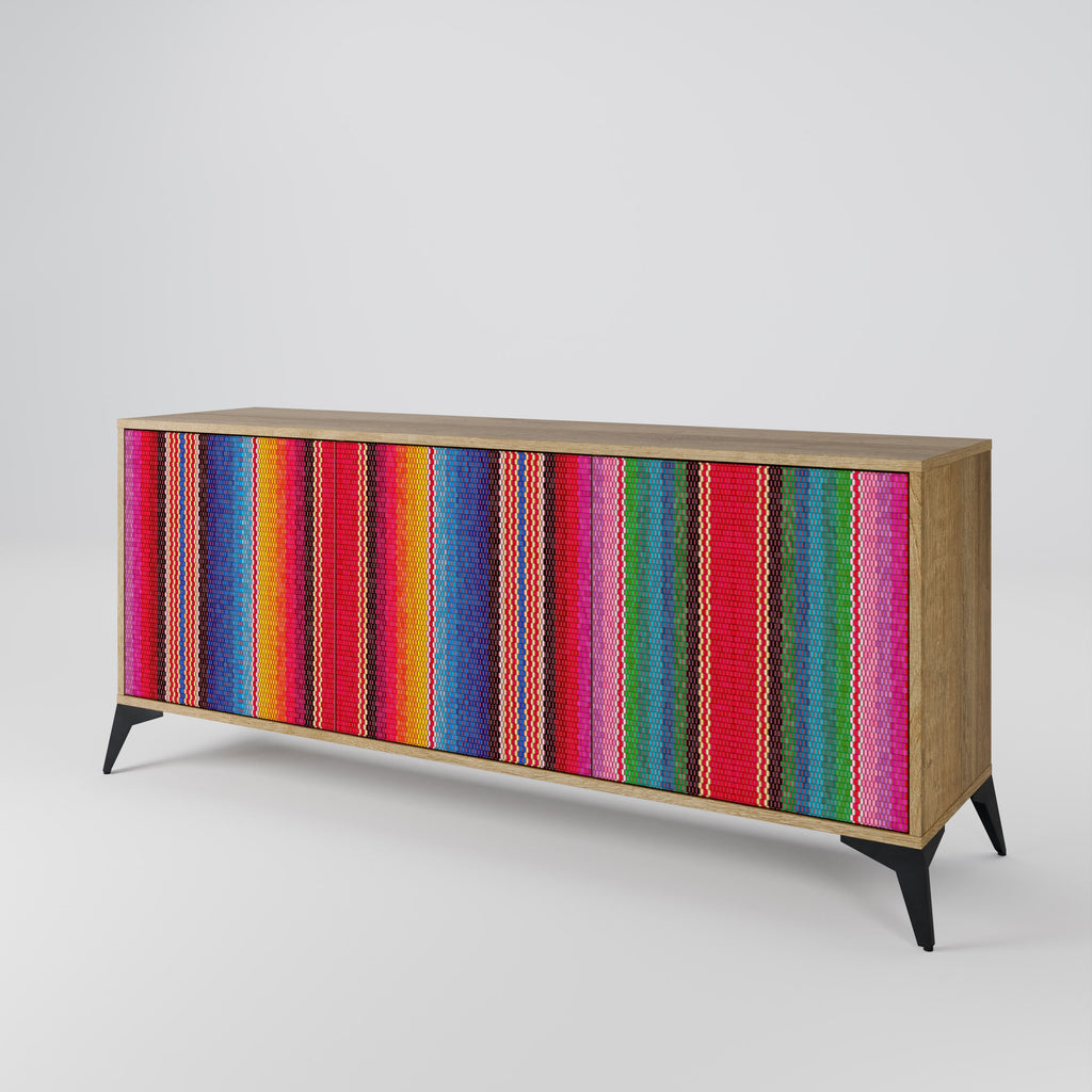 ETHNIC MEXICAN 3-Door Sideboard in Oak Effect