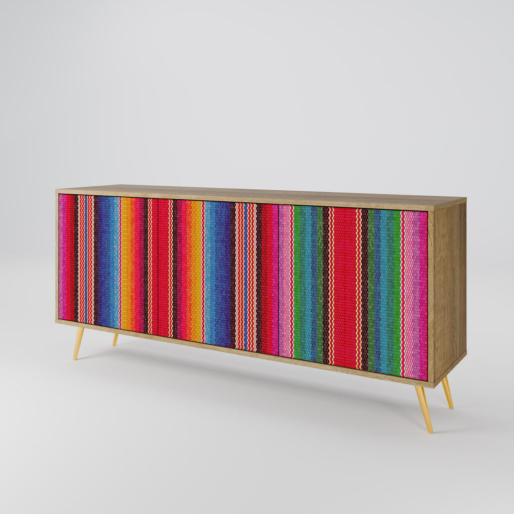ETHNIC MEXICAN 3-Door Sideboard in Oak Effect