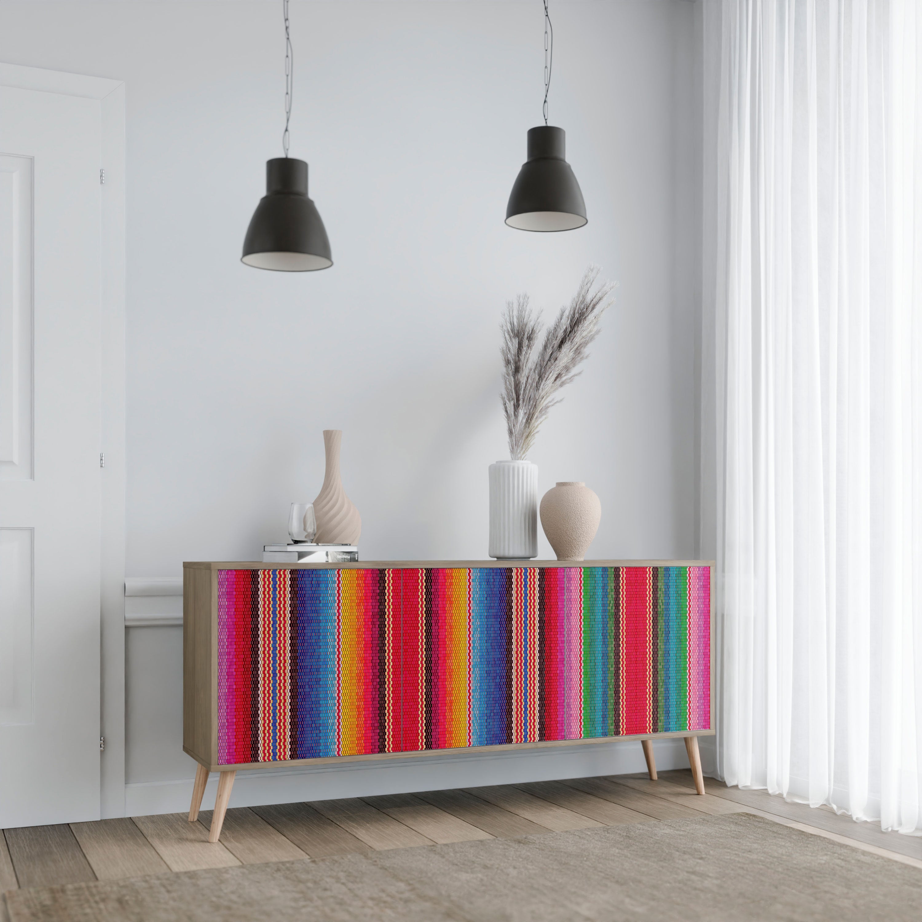 ETHNIC MEXICAN 3-Door Sideboard in Oak Effect