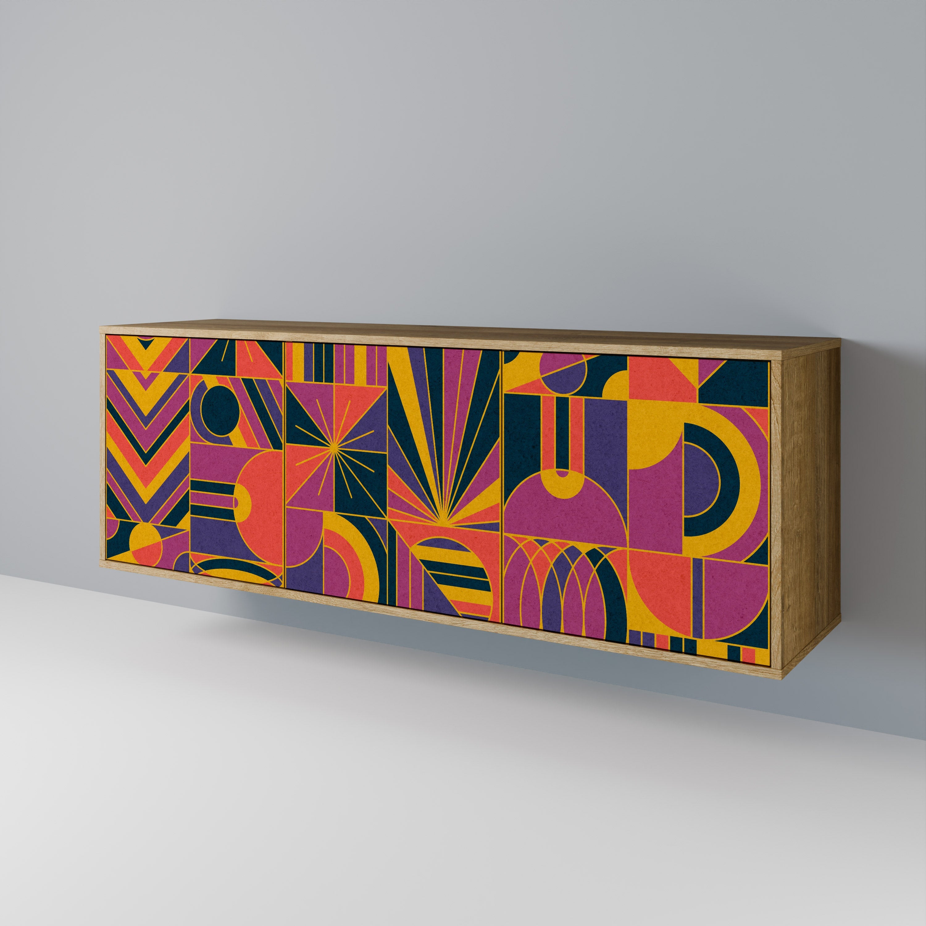 ELECTRIC PATTERNS 3-Door Sideboard in Oak Effect