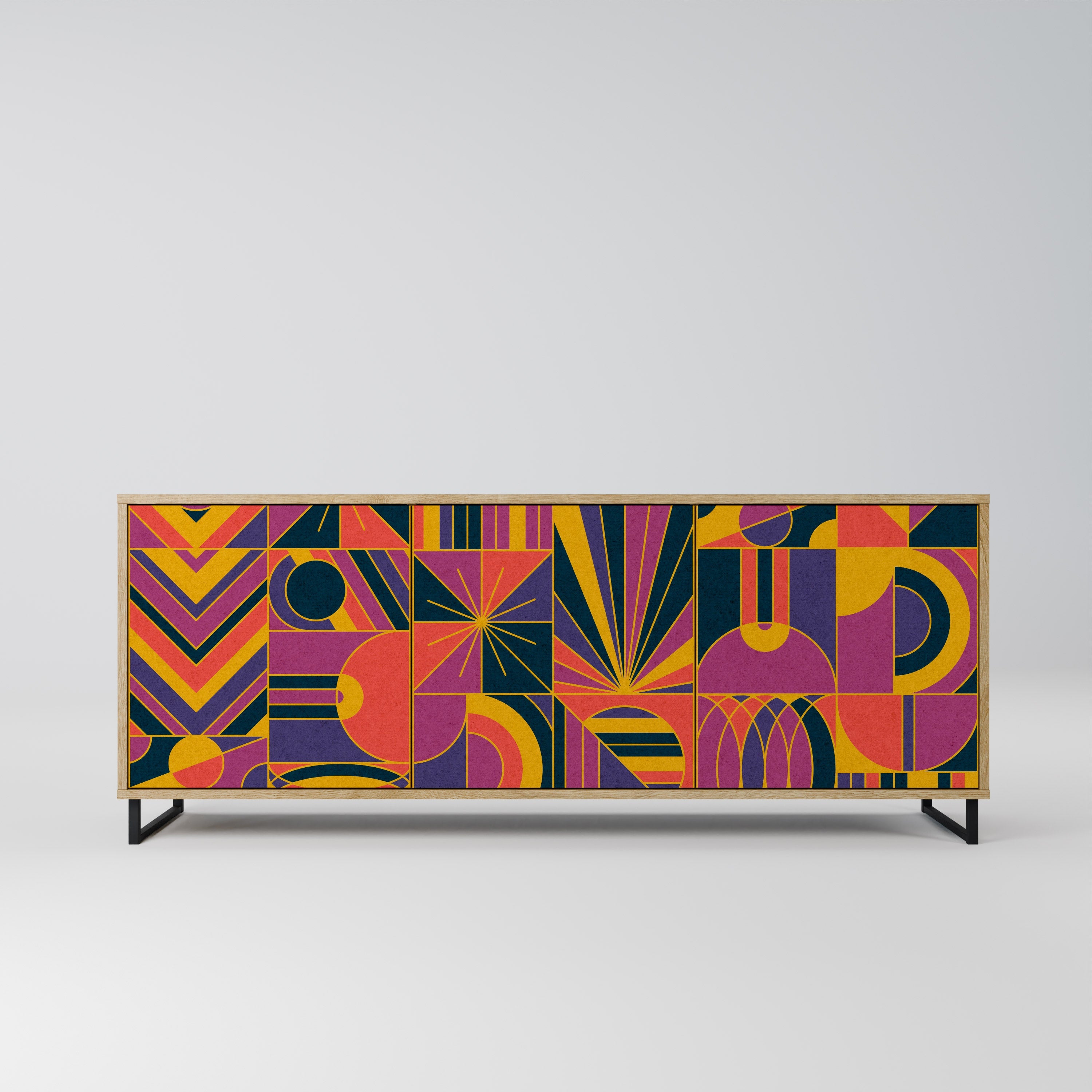 ELECTRIC PATTERNS 3-Door Sideboard in Oak Effect