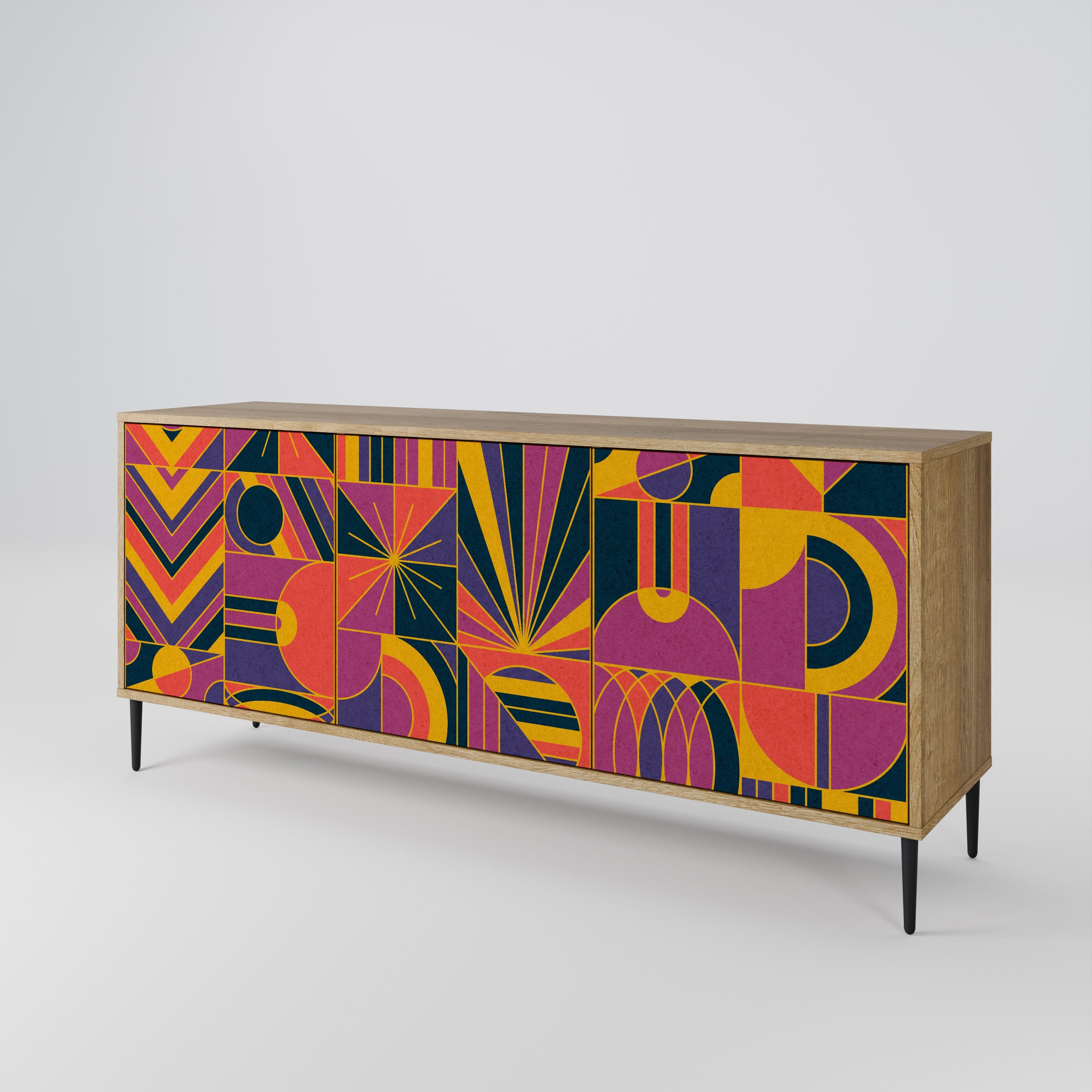 ELECTRIC PATTERNS 3-Door Sideboard in Oak Effect