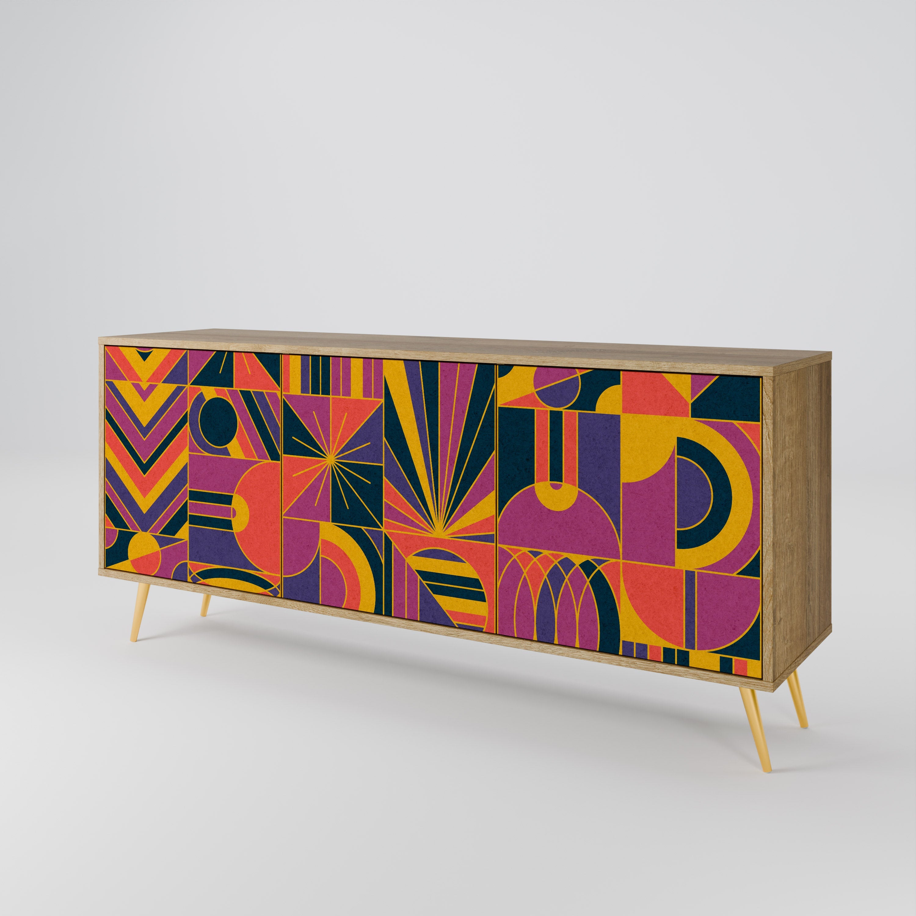 ELECTRIC PATTERNS 3-Door Sideboard in Oak Effect