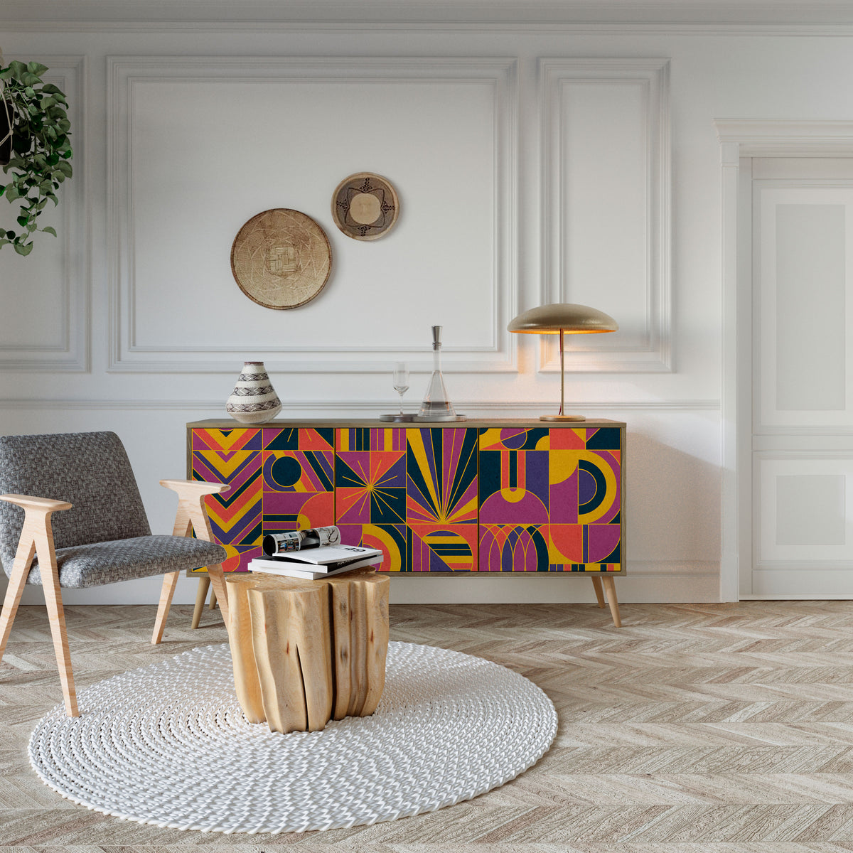 ELECTRIC PATTERNS 3-türiges Sideboard