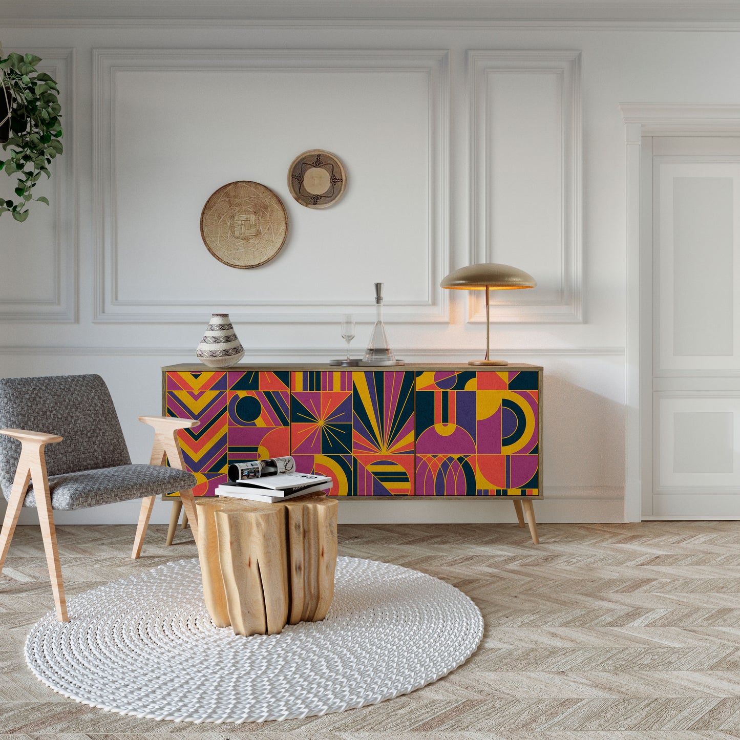 ELECTRIC PATTERNS 3-türiges Sideboard