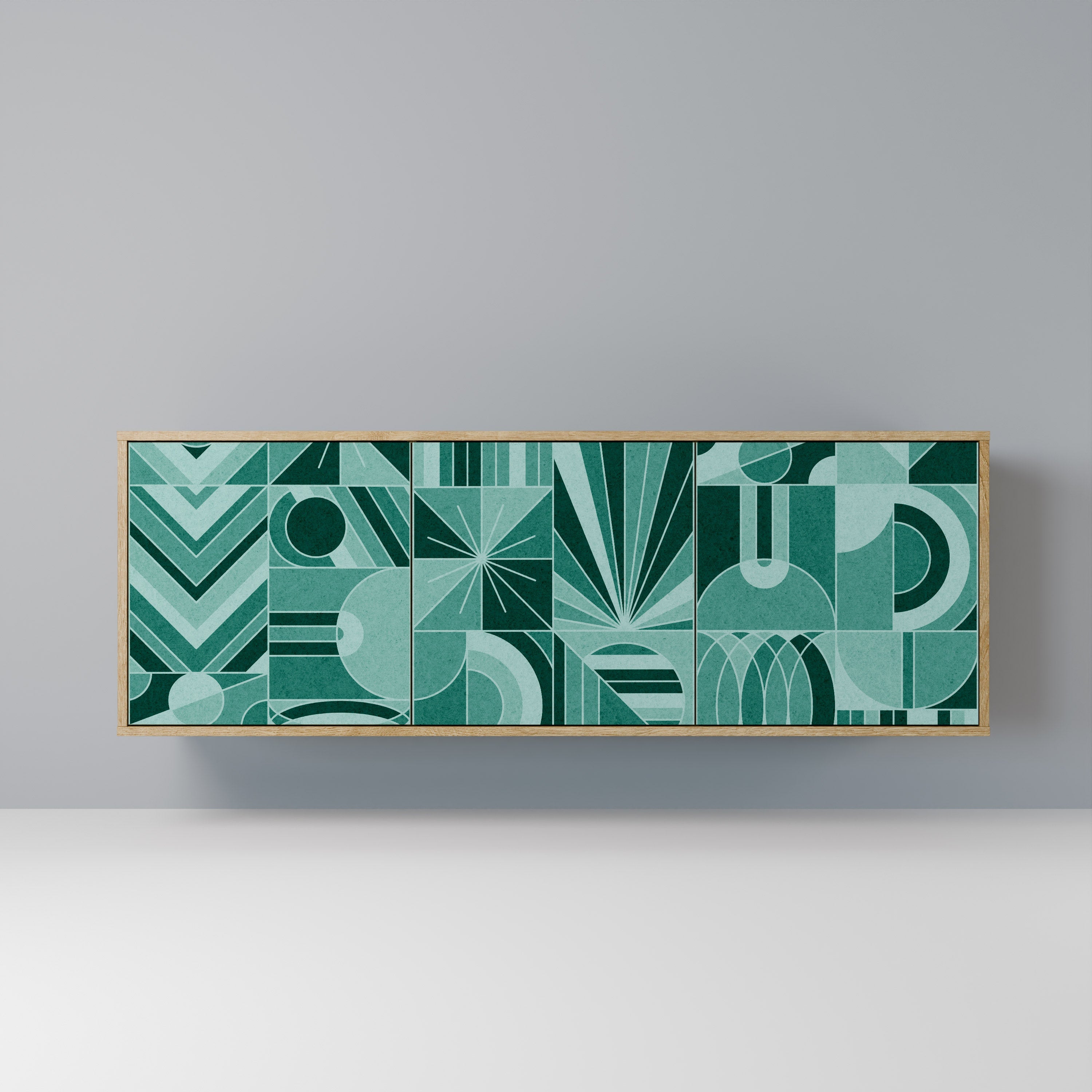 HARMONIC GRID 3-Door Sideboard in Oak Effect