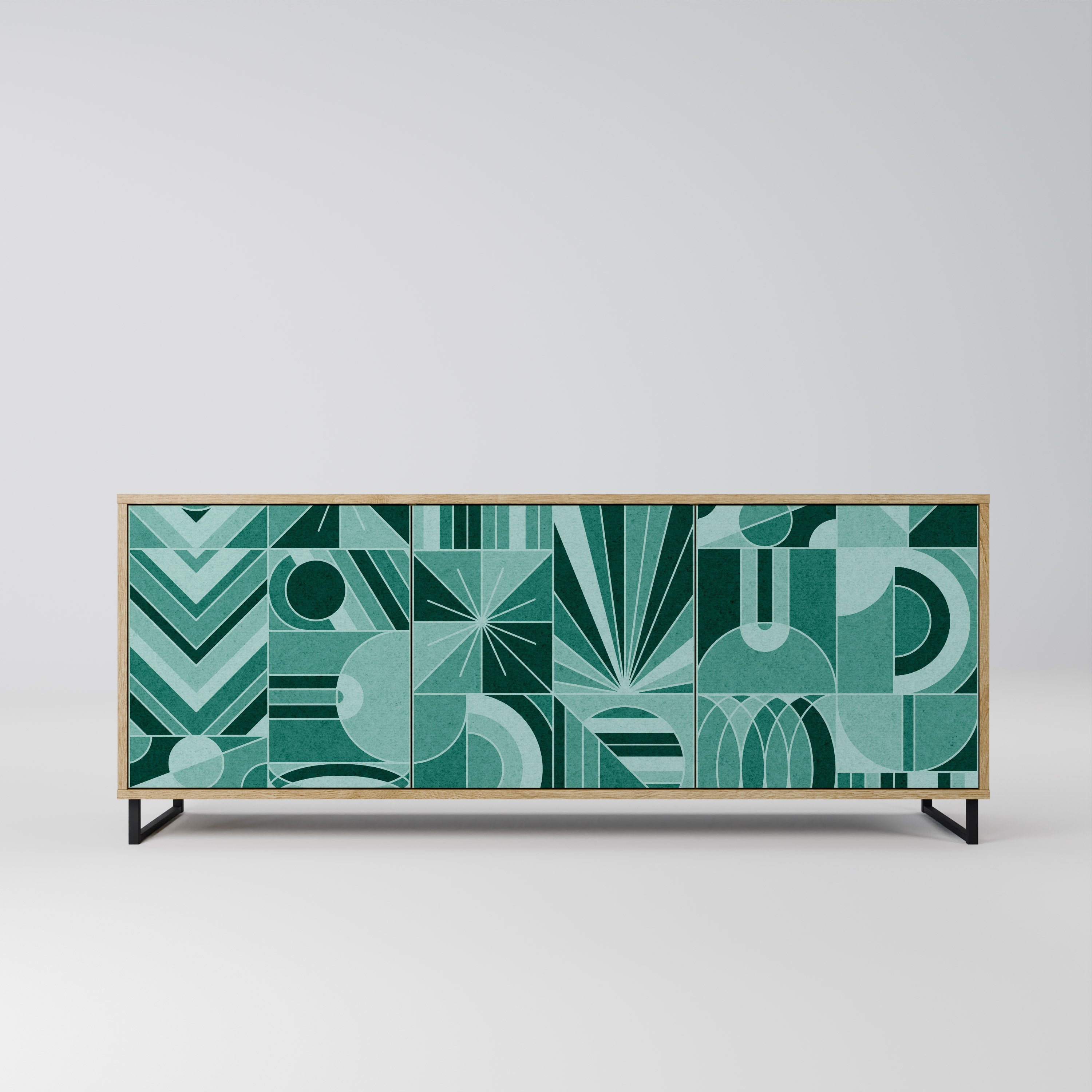 HARMONIC GRID 3-Door Sideboard in Oak Effect