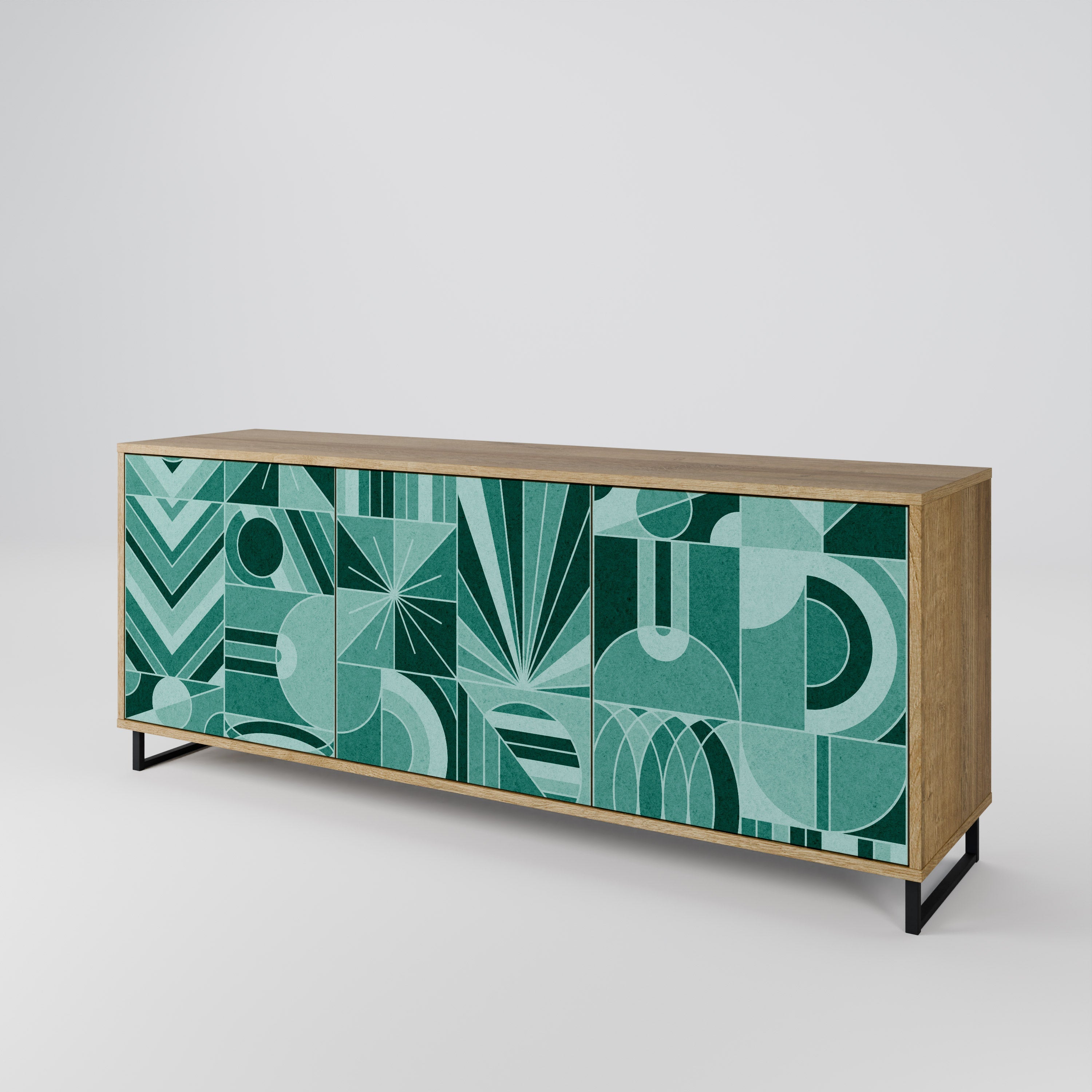 HARMONIC GRID 3-Door Sideboard in Oak Effect