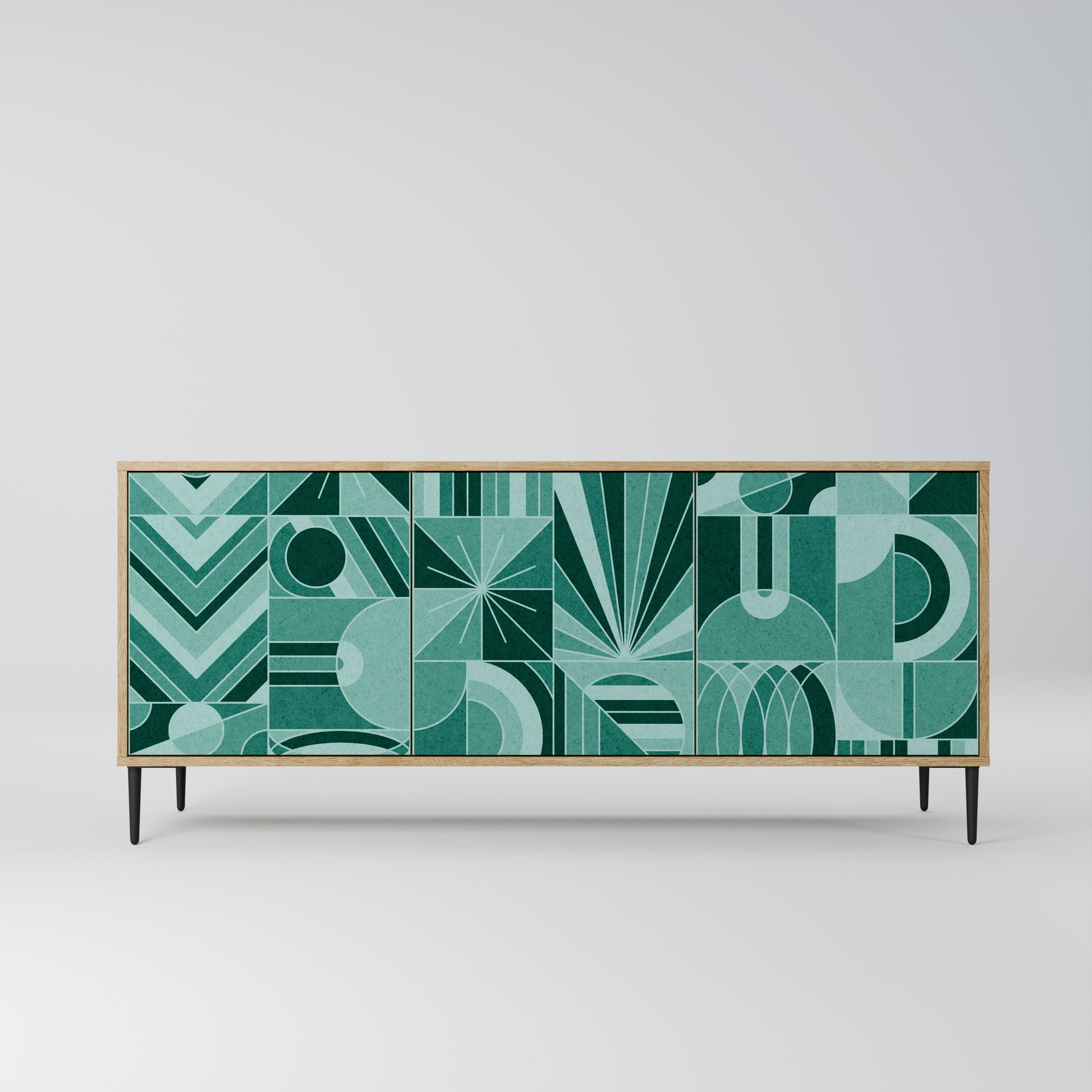 HARMONIC GRID 3-Door Sideboard in Oak Effect