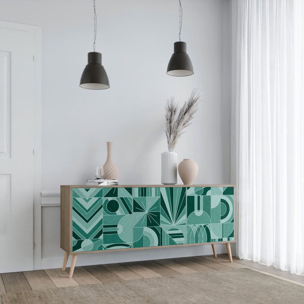 HARMONIC GRID 3-Door Sideboard in Oak Effect