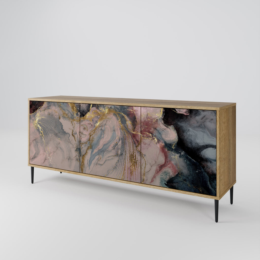 GILDED SWIRLS 3-Door Sideboard in Oak Effect