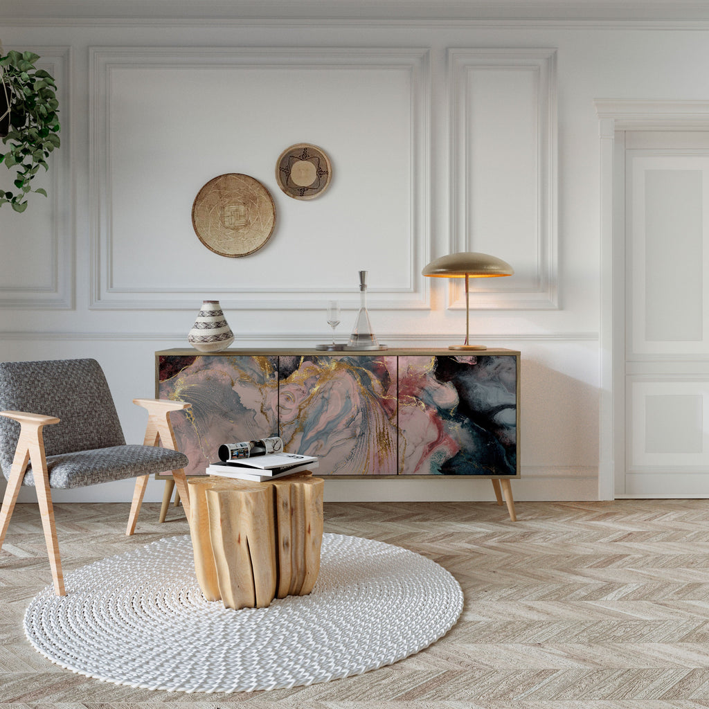 GILDED SWIRLS 3-Door Sideboard in Oak Effect