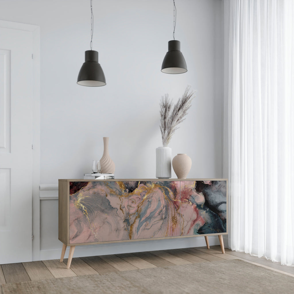 GILDED SWIRLS 3-Door Sideboard in Oak Effect