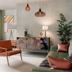 GILDED SWIRLS 3-Door Sideboard in Oak Effect