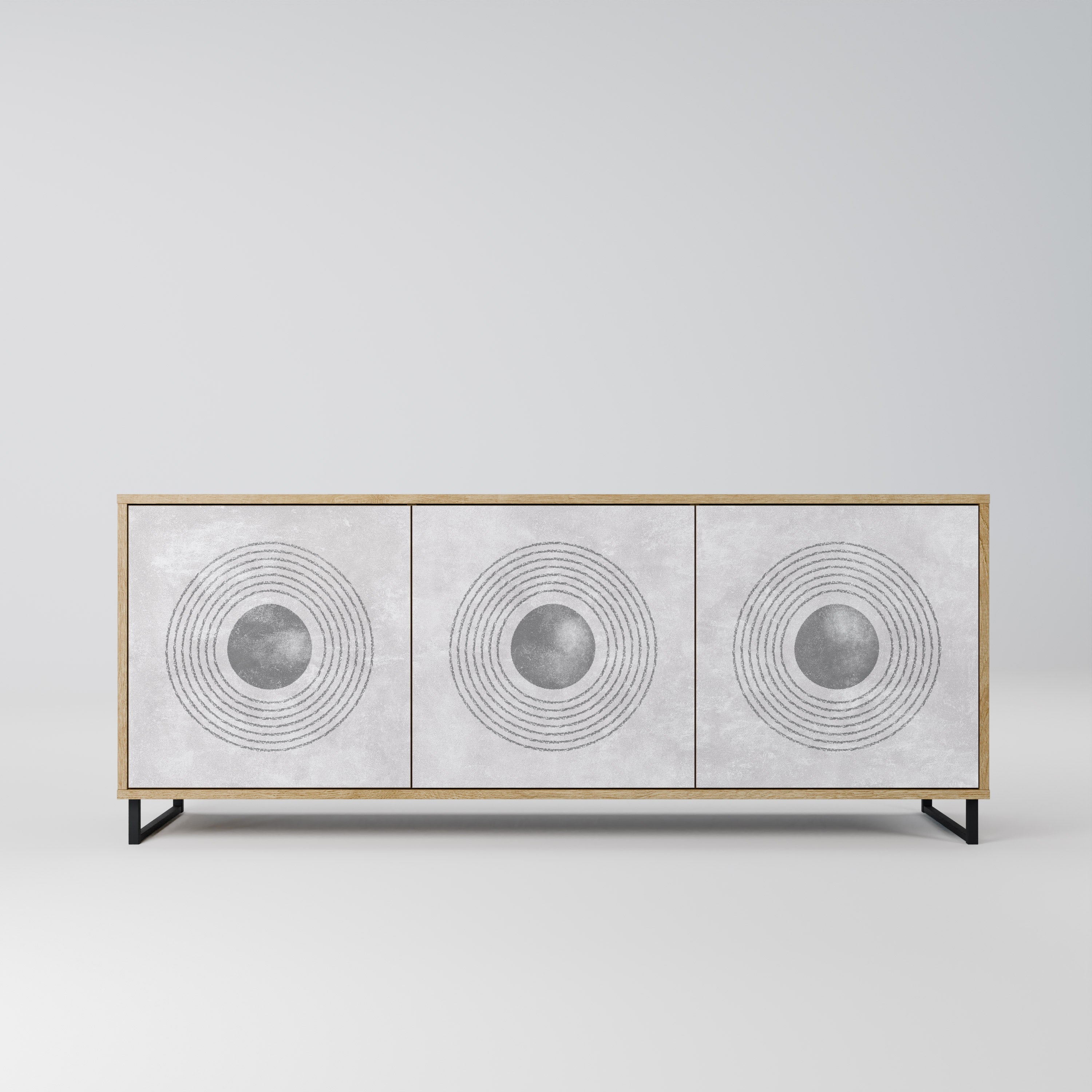 SOLID CIRCLES 3-Door Sideboard in Oak Effect