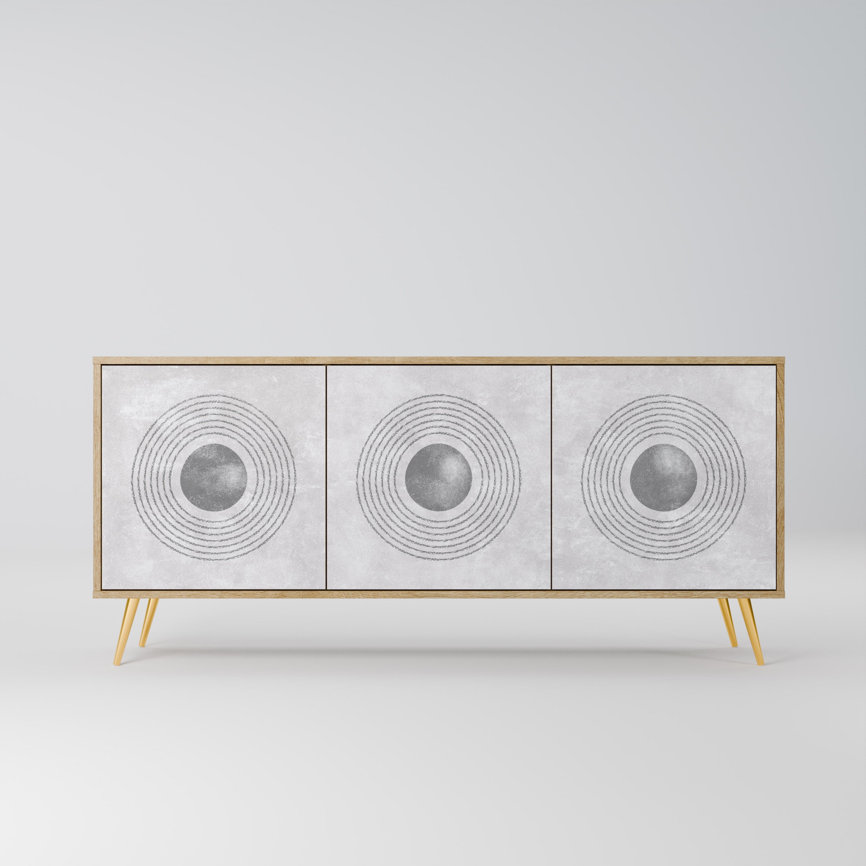 SOLID CIRCLES 3-Door Sideboard in Oak Effect