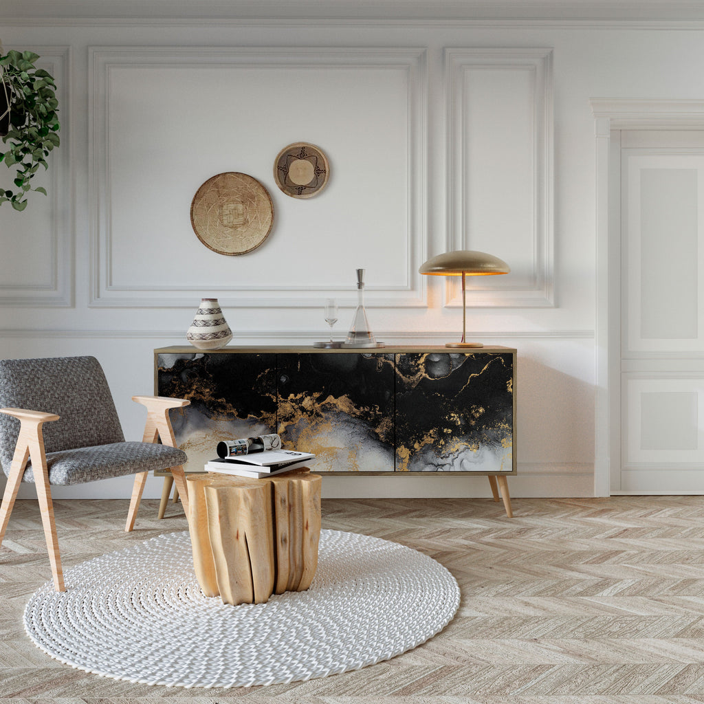 MARBLE OF TOMMORROW Sideboard mit 3 Türen in Eiche-Optik