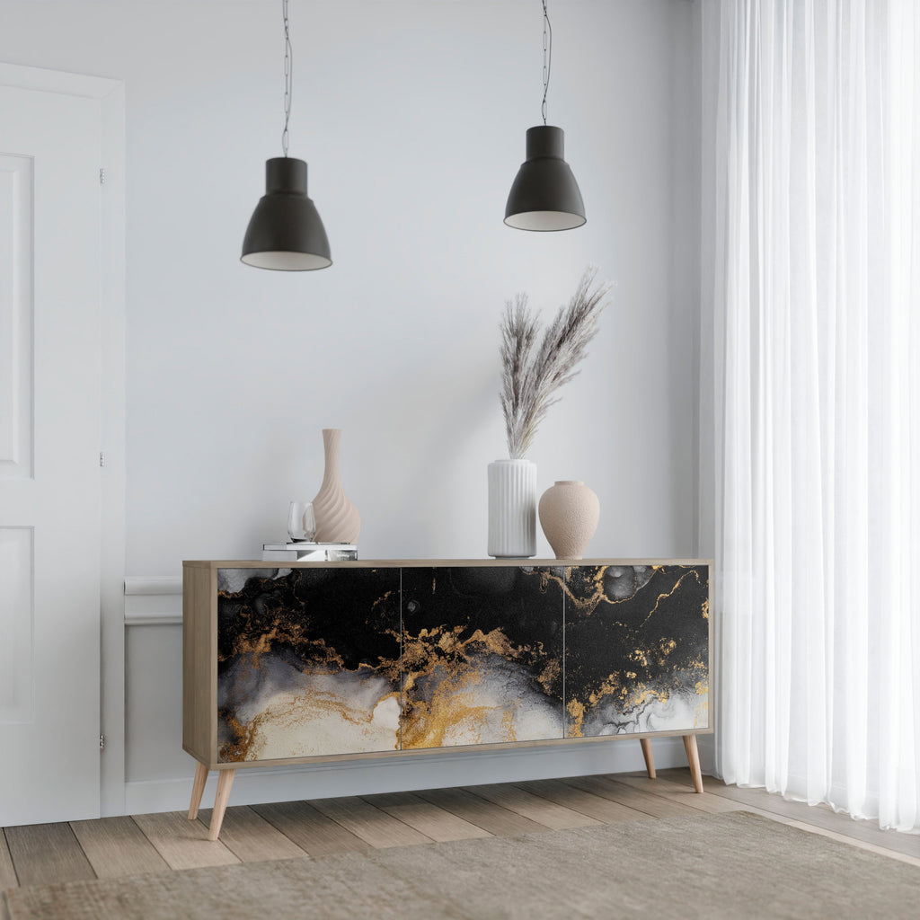MARBLE OF TOMMORROW Sideboard mit 3 Türen in Eiche-Optik