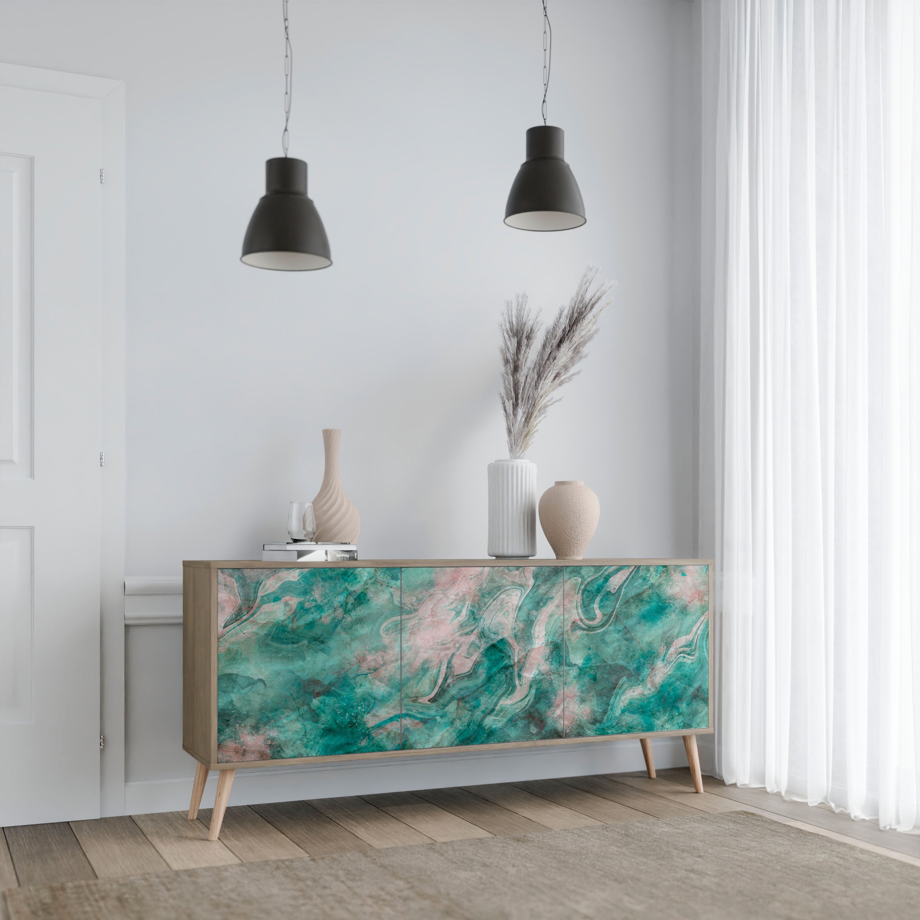 ABSTRACT ALCHEMY 3-türiges Sideboard in Eichenoptik