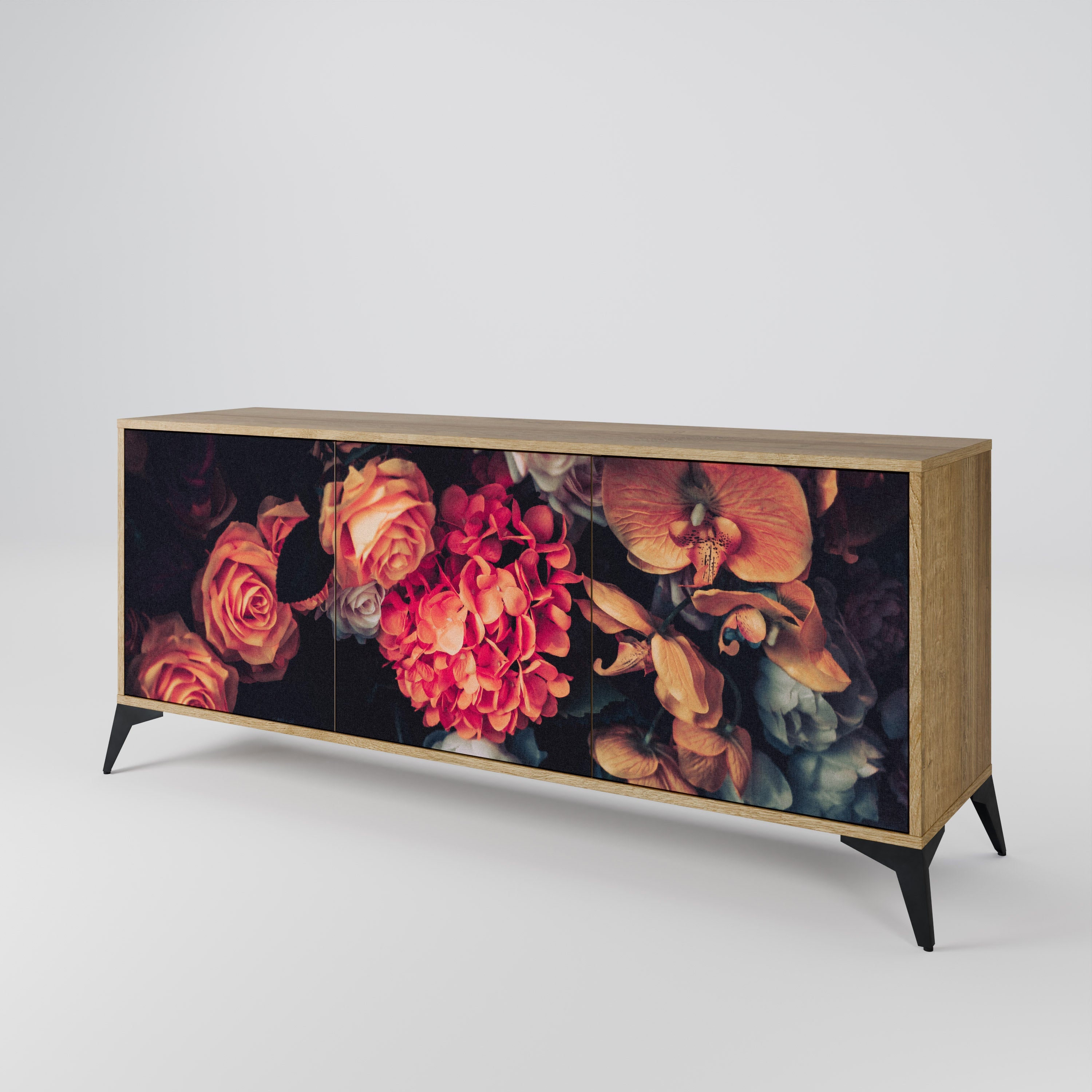 NEVERENDING BLOOM 3-Door Sideboard in Oak Effect