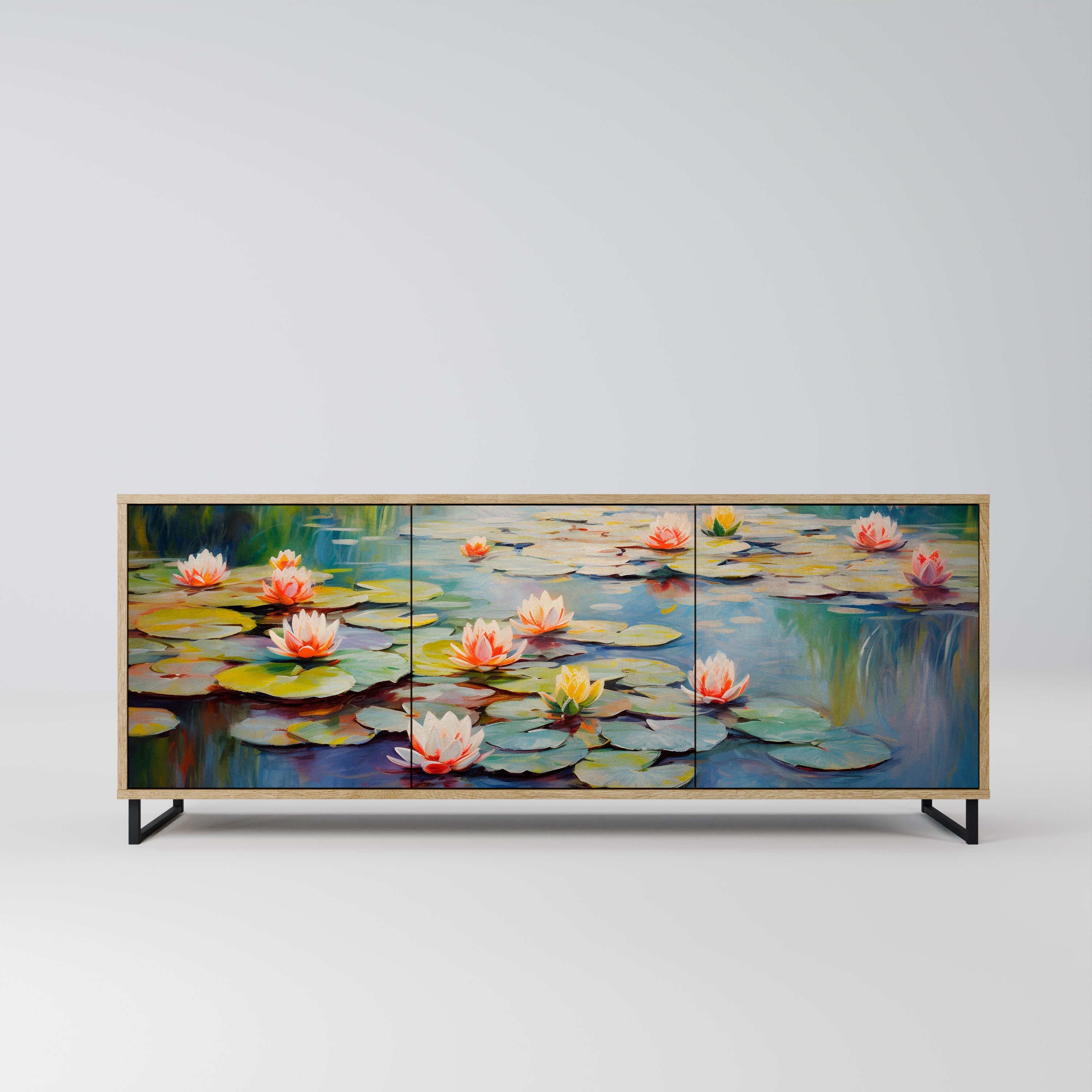 BLOOMING WATERS 3-Door Sideboard in Oak Effect