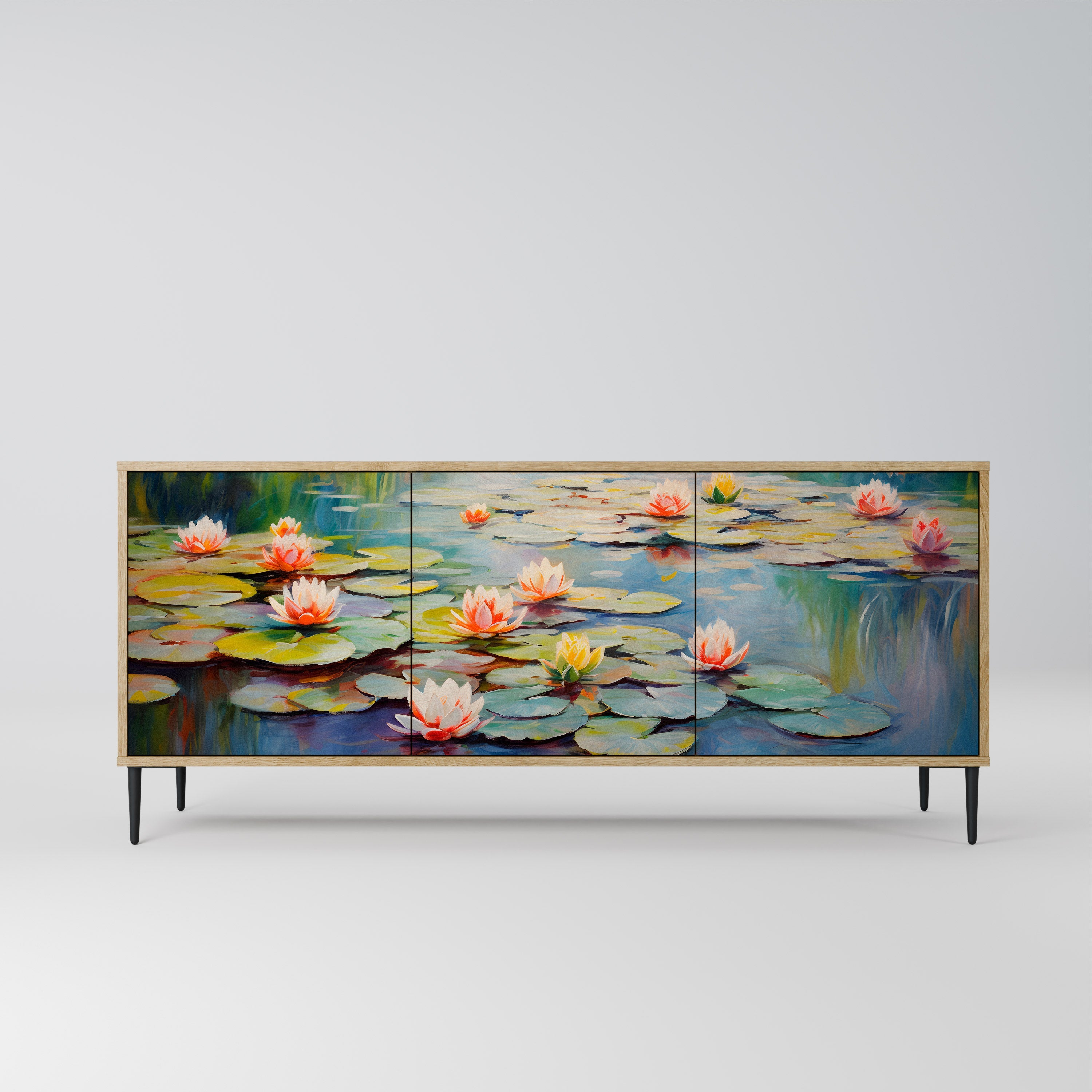 BLOOMING WATERS 3-Door Sideboard in Oak Effect
