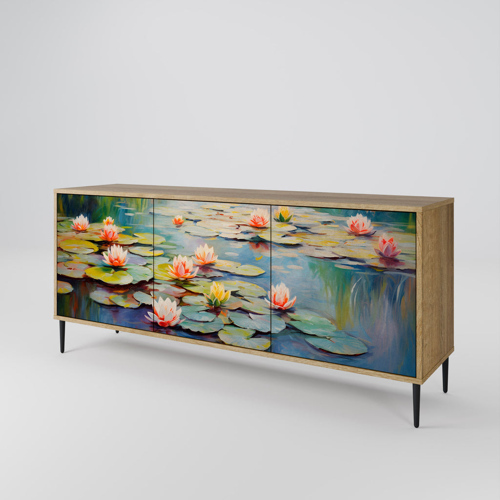BLOOMING WATERS 3-Door Sideboard in Oak Effect
